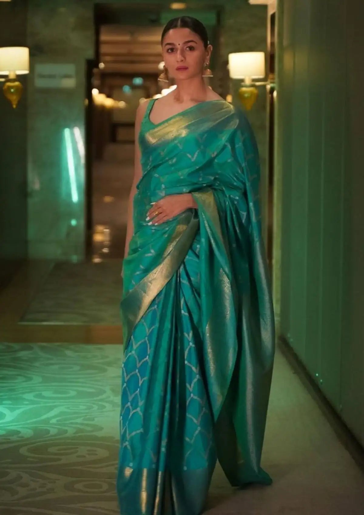 Alia Silk Gold And Silver Zari Saree