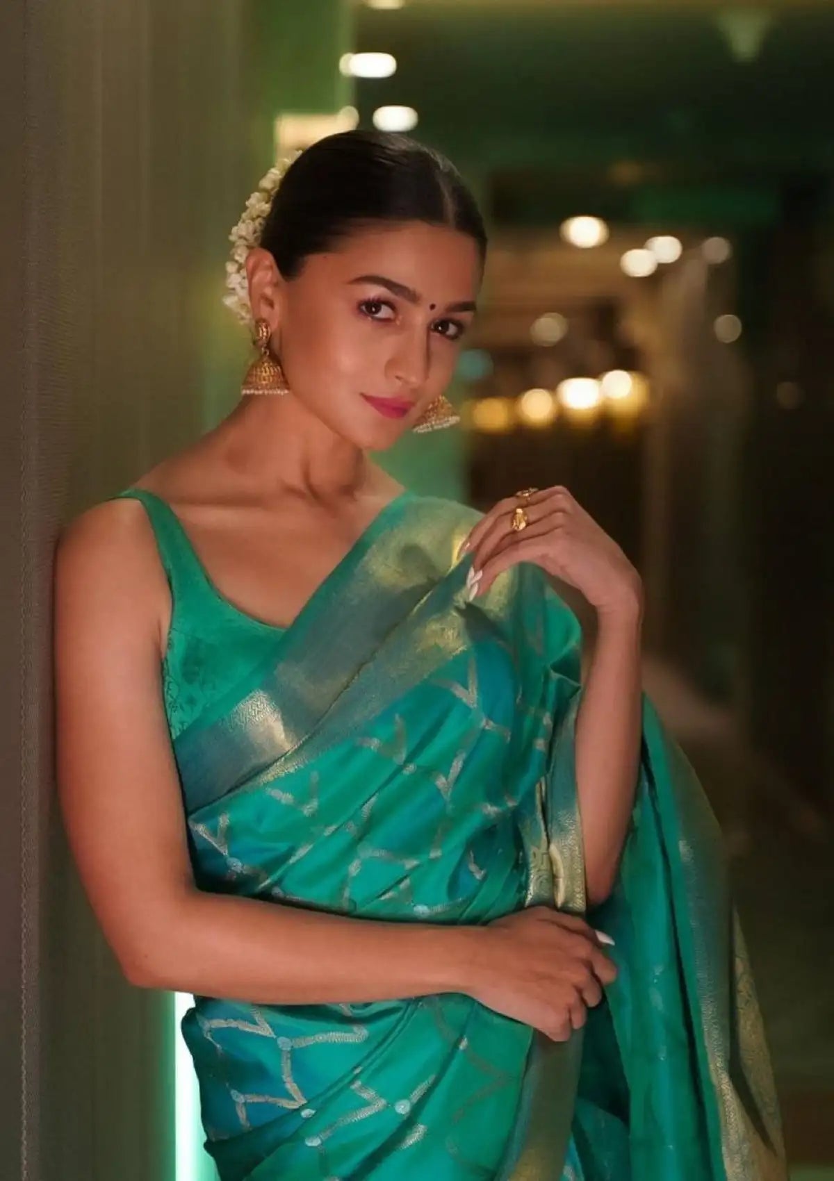 Alia Silk Gold And Silver Zari Saree