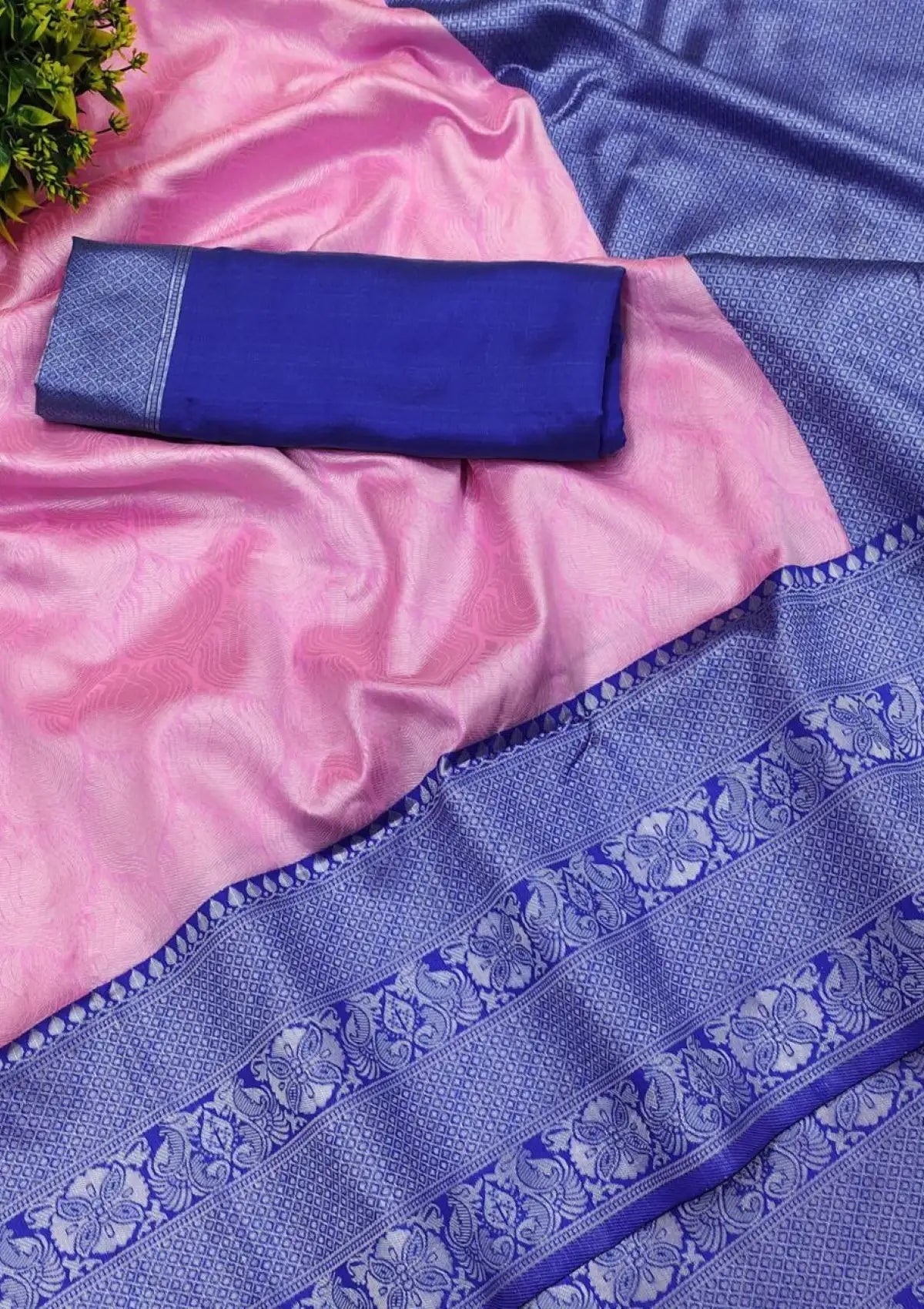 Baby Pink with Silver Zari Saree