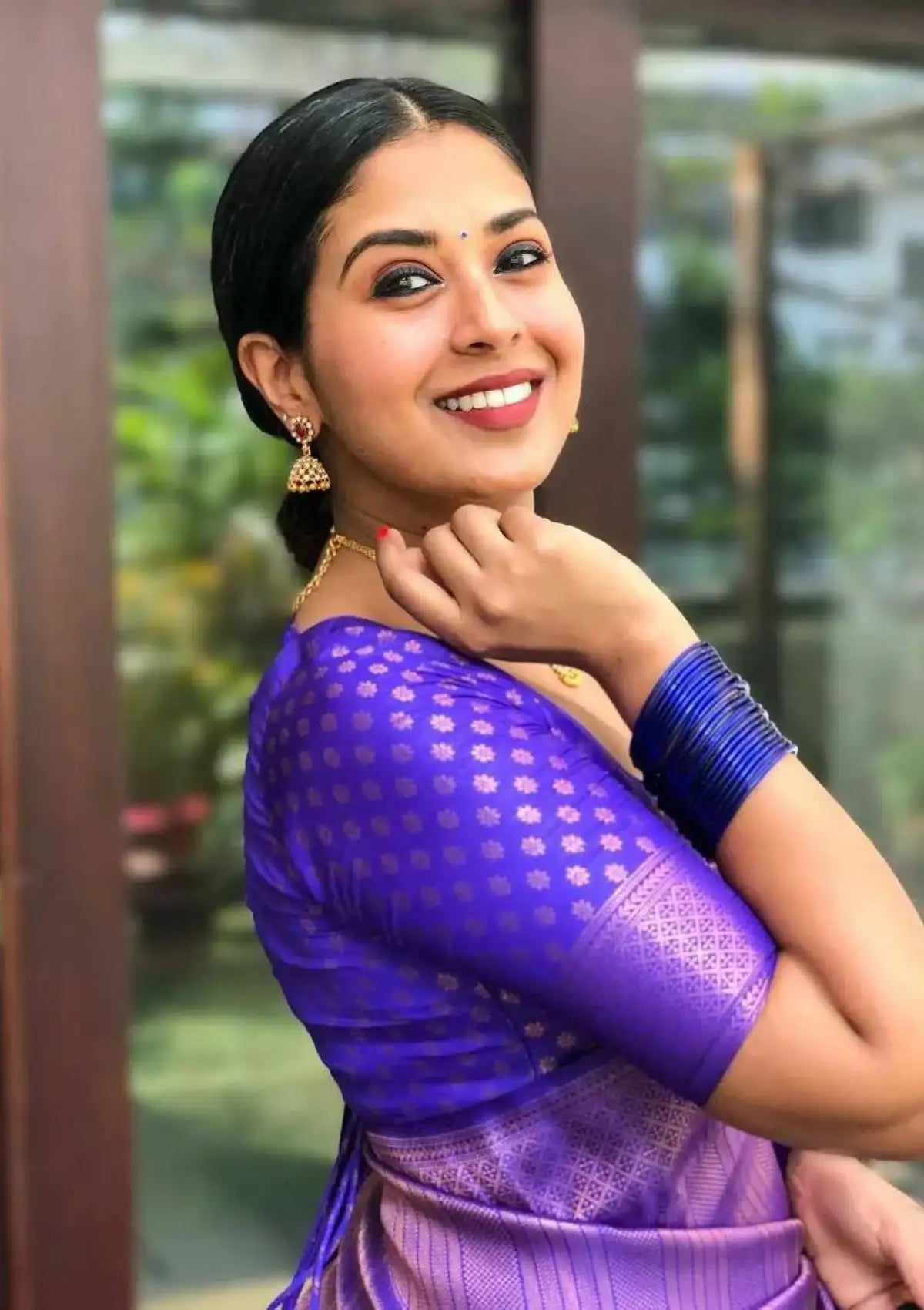 Blue Silk Copper Saree
