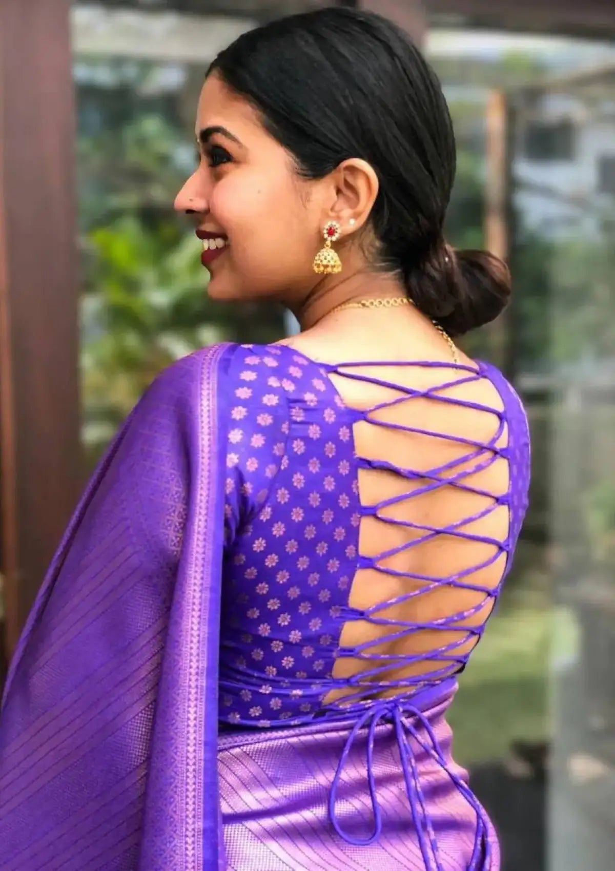 Blue Silk Copper Saree