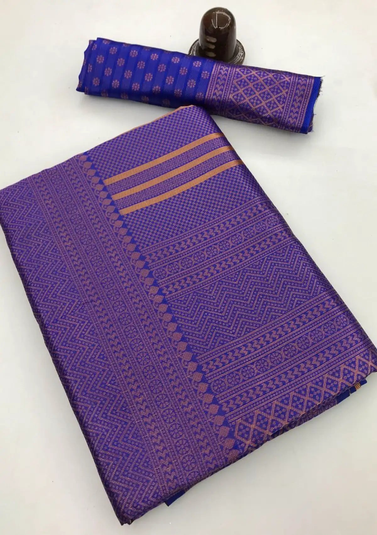 Blue Silk Copper Saree