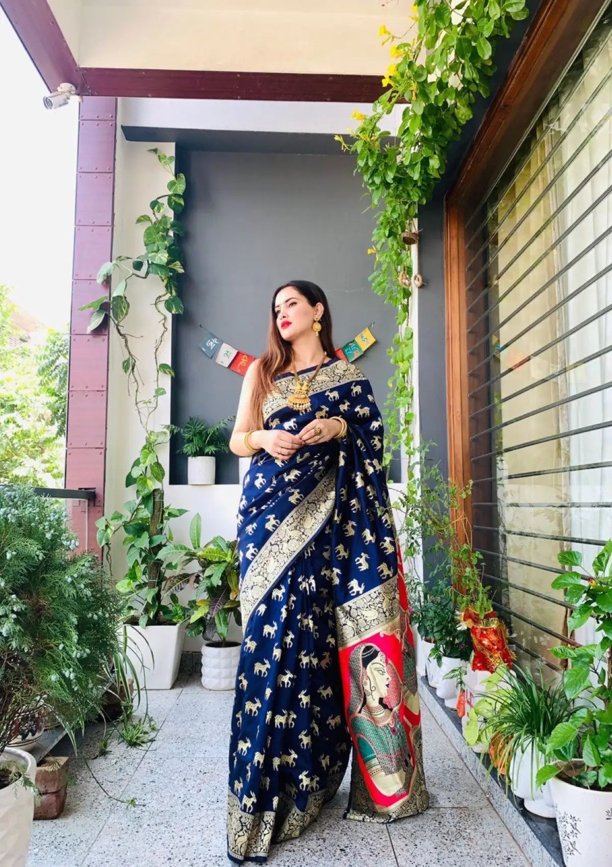 Blue Silk Pure Zari Figure Paithani Saree