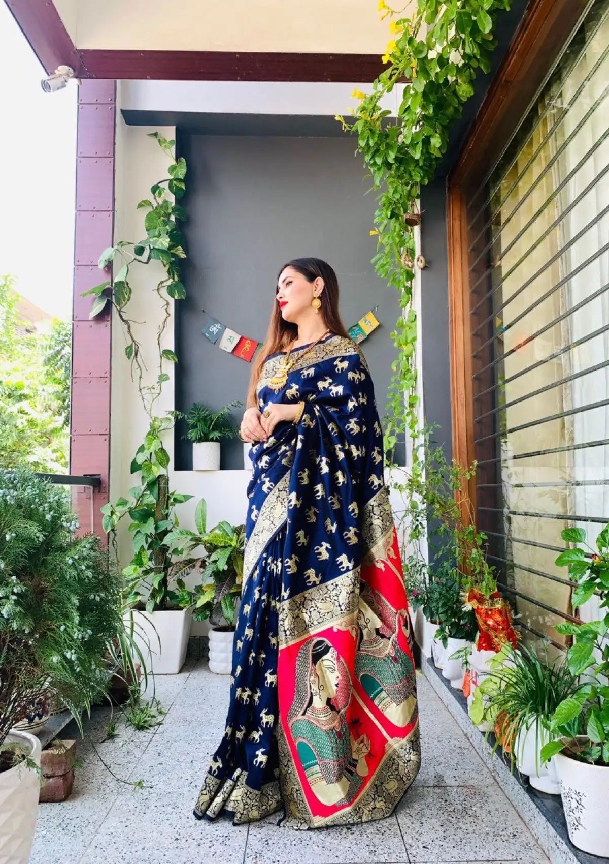 Blue Silk Pure Zari Figure Paithani Saree