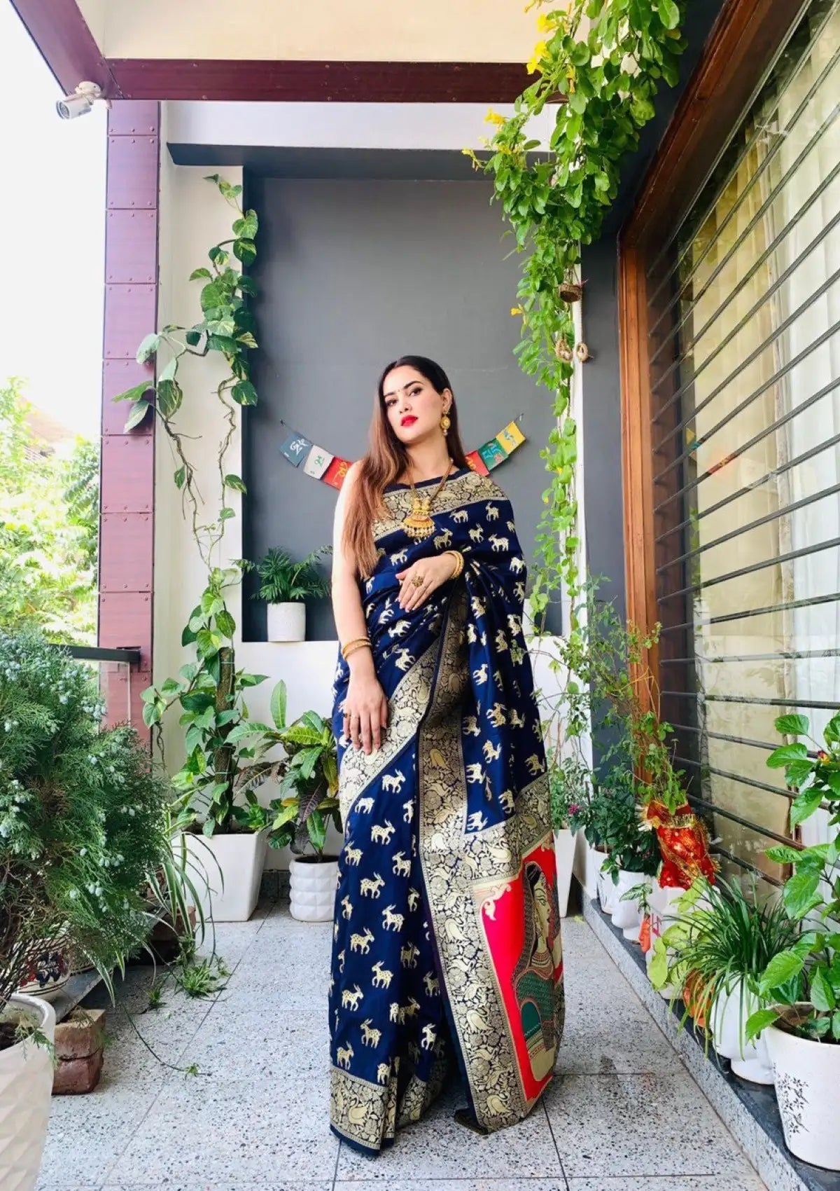 Blue Silk Pure Zari Figure Paithani Saree