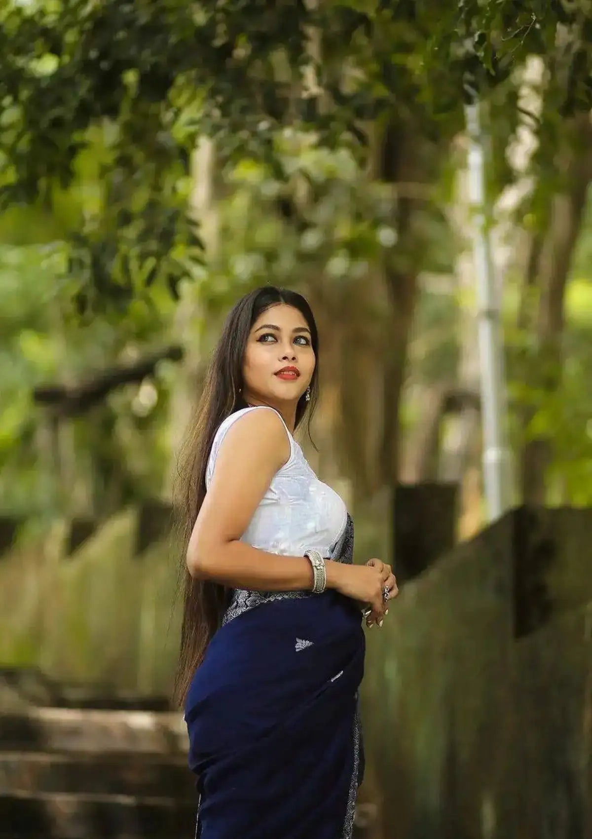 Blue with Silver Zari Traditional Saree