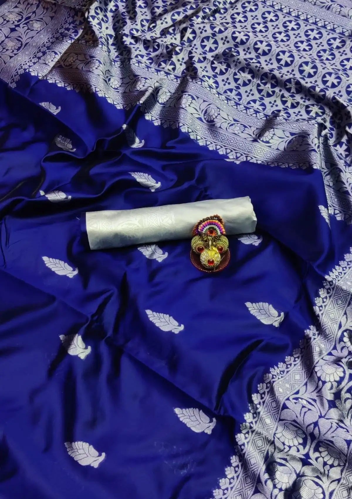 Blue with Silver Zari Traditional Saree