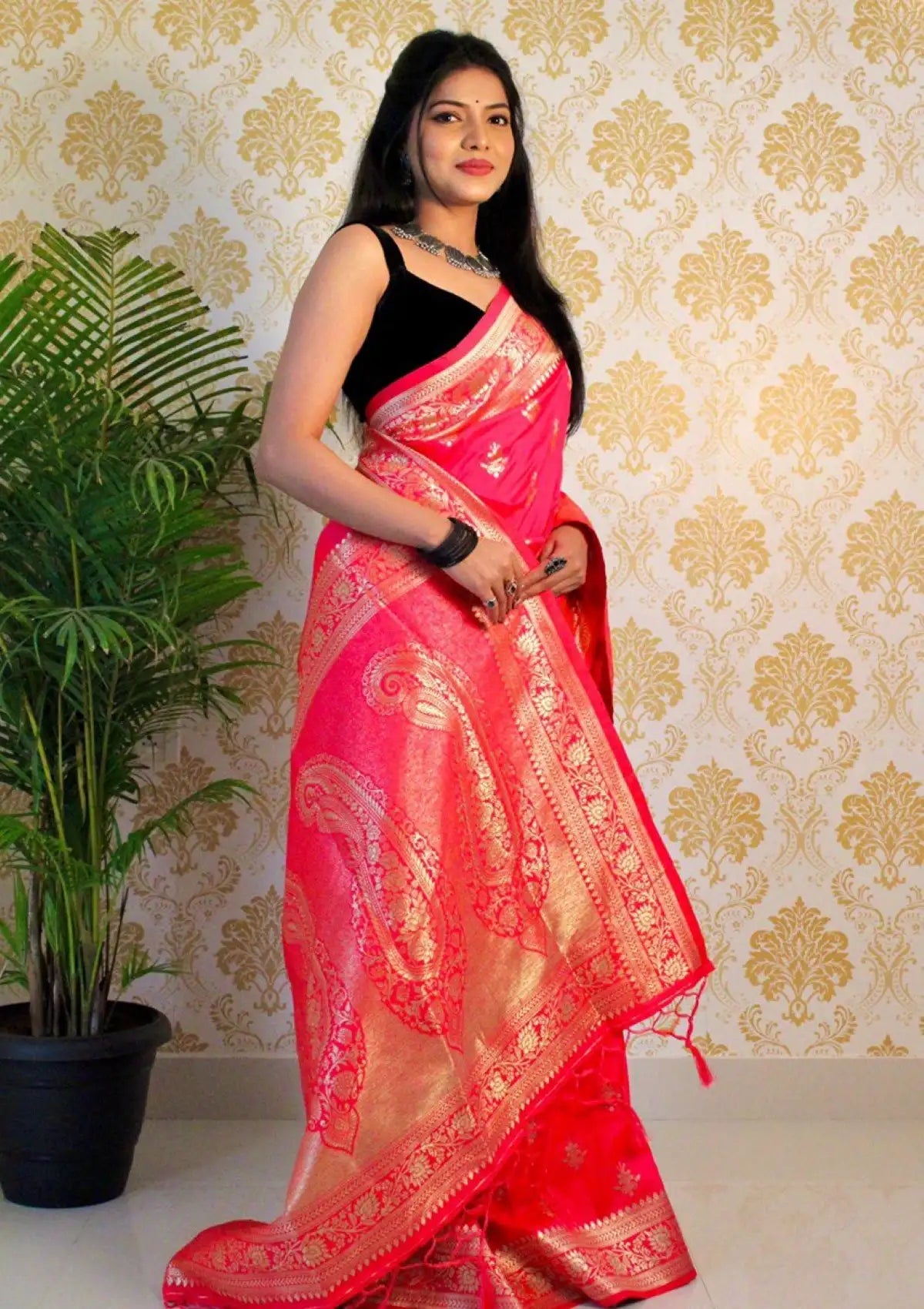 Gajri Silk Pure Zari Paithani Saree