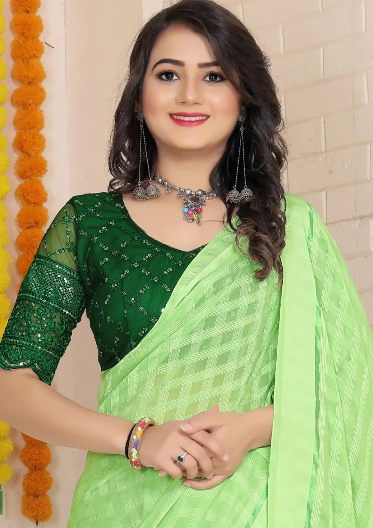 Georgette Regular Chex Saree