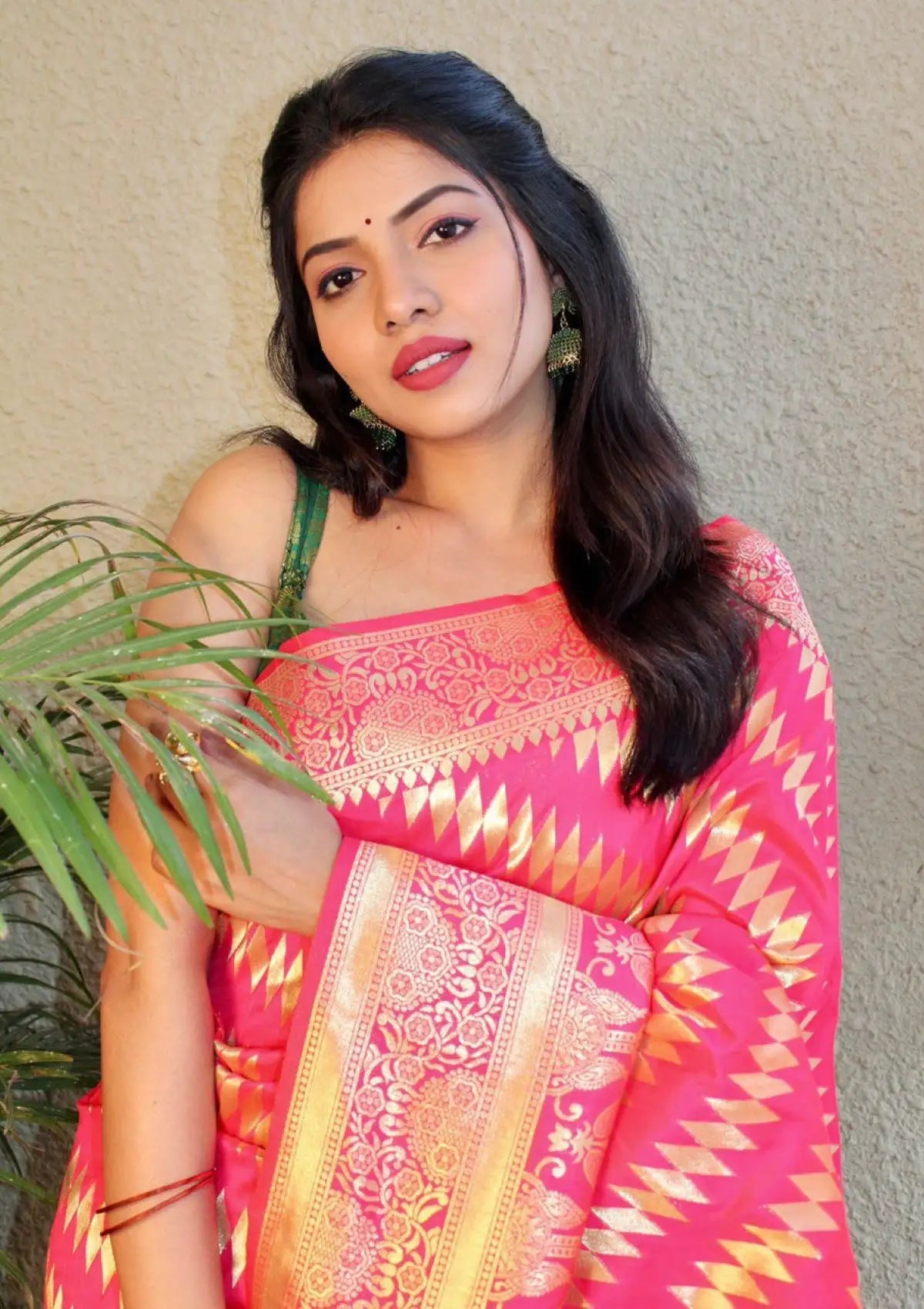 Gold Zari Woven Pink Pure Silk Saree