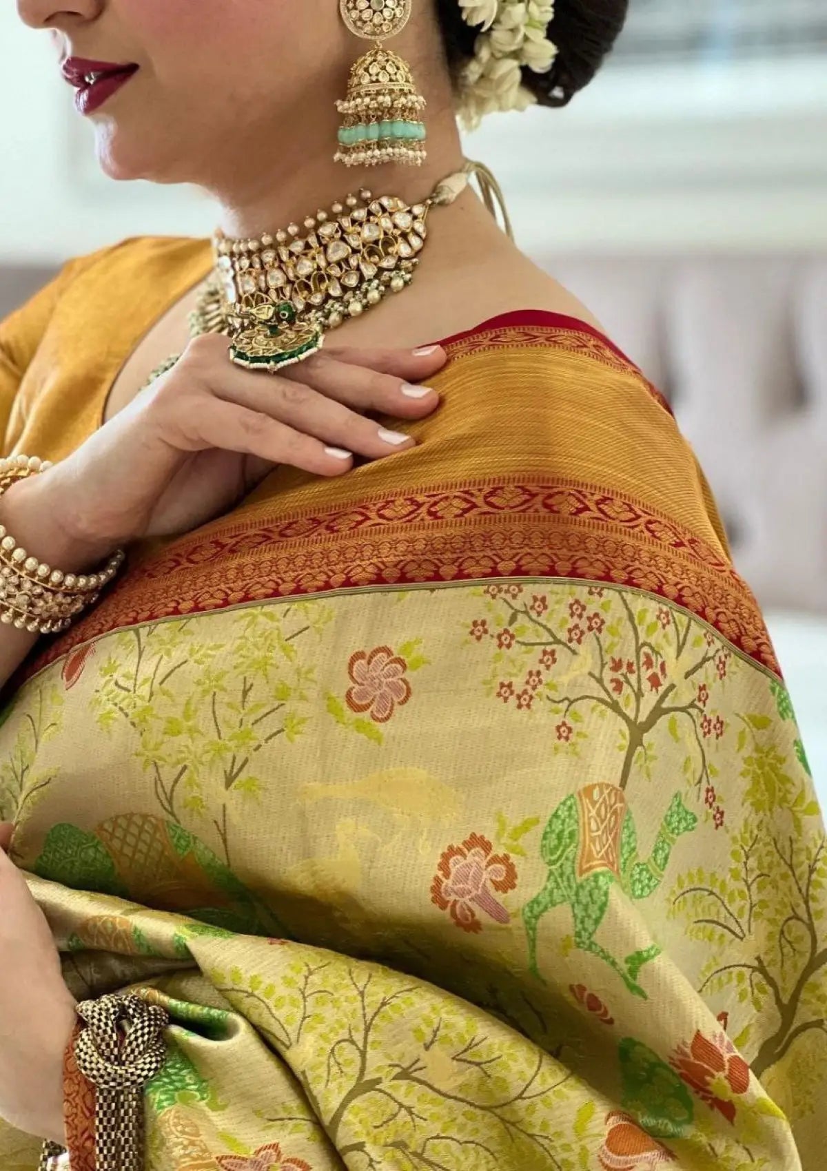 Golden Paithani Pure Silk Saree