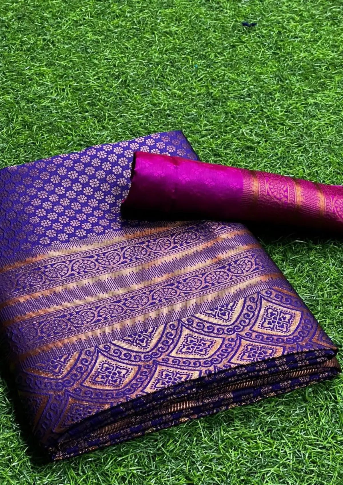 Magenta Copper Banarasi Zari Silk Saree