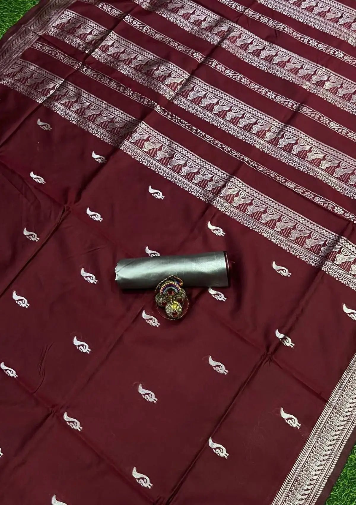 Maroon Silver Zari Saree with Rich Pallu