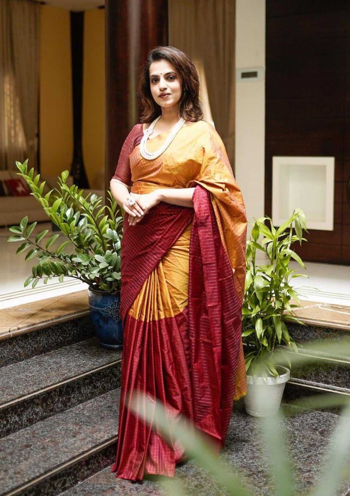 Mustard Designer Banarasi Silk Saree