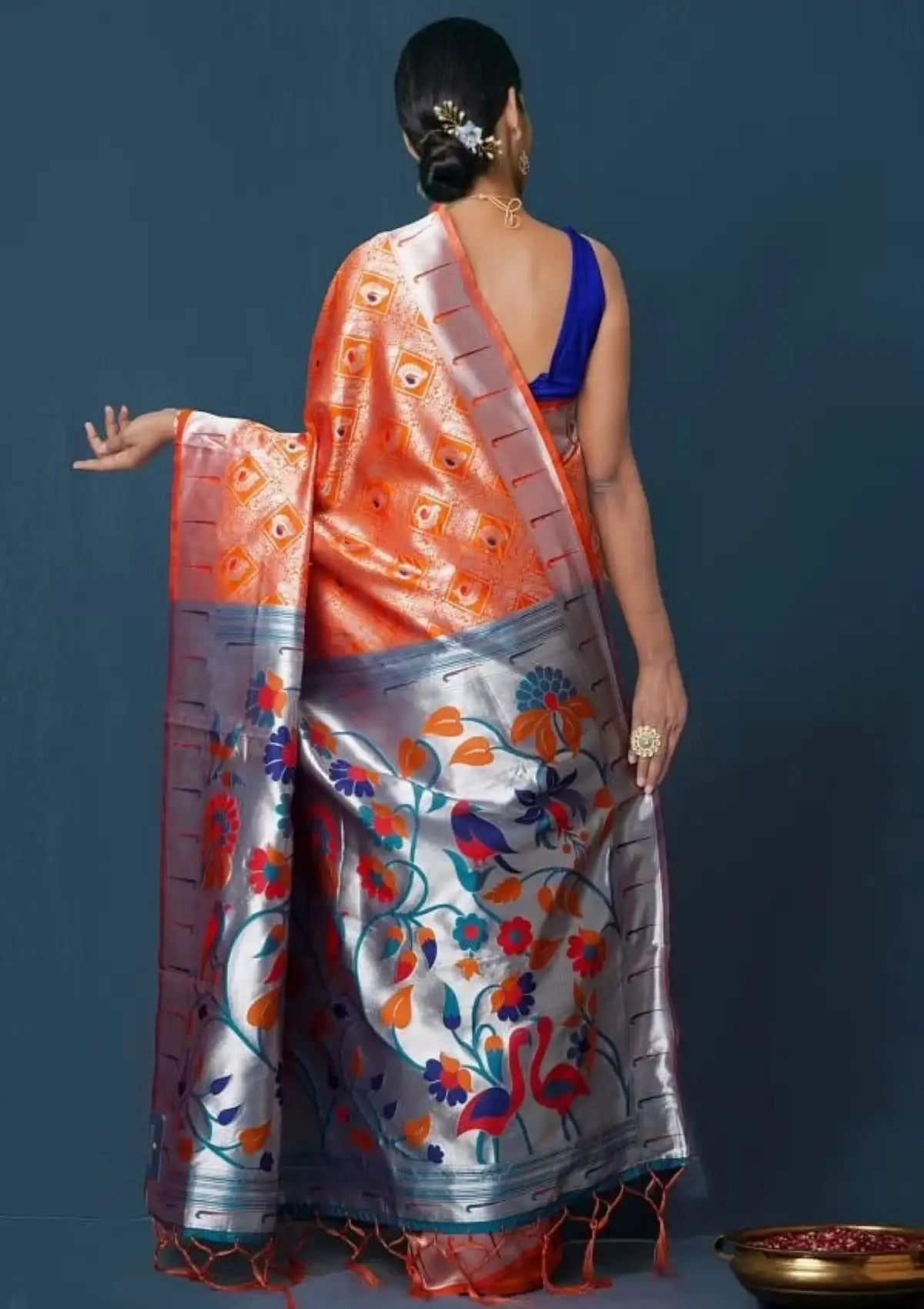Pure Silver Paithani Silk Saree with Rich Pallu