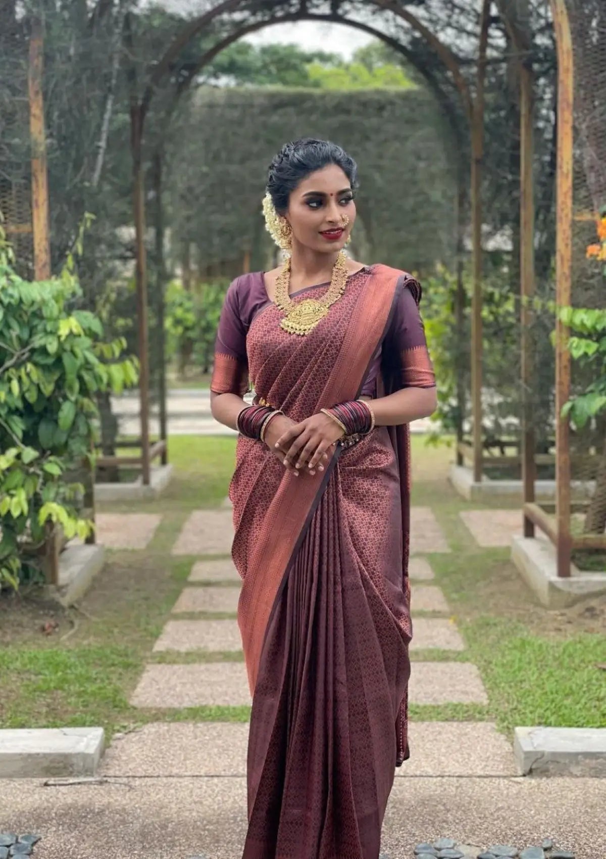 Purple Copper Banarasi Zari Silk Saree
