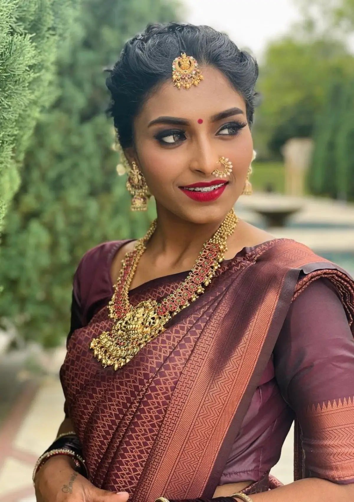 Purple Copper Banarasi Zari Silk Saree