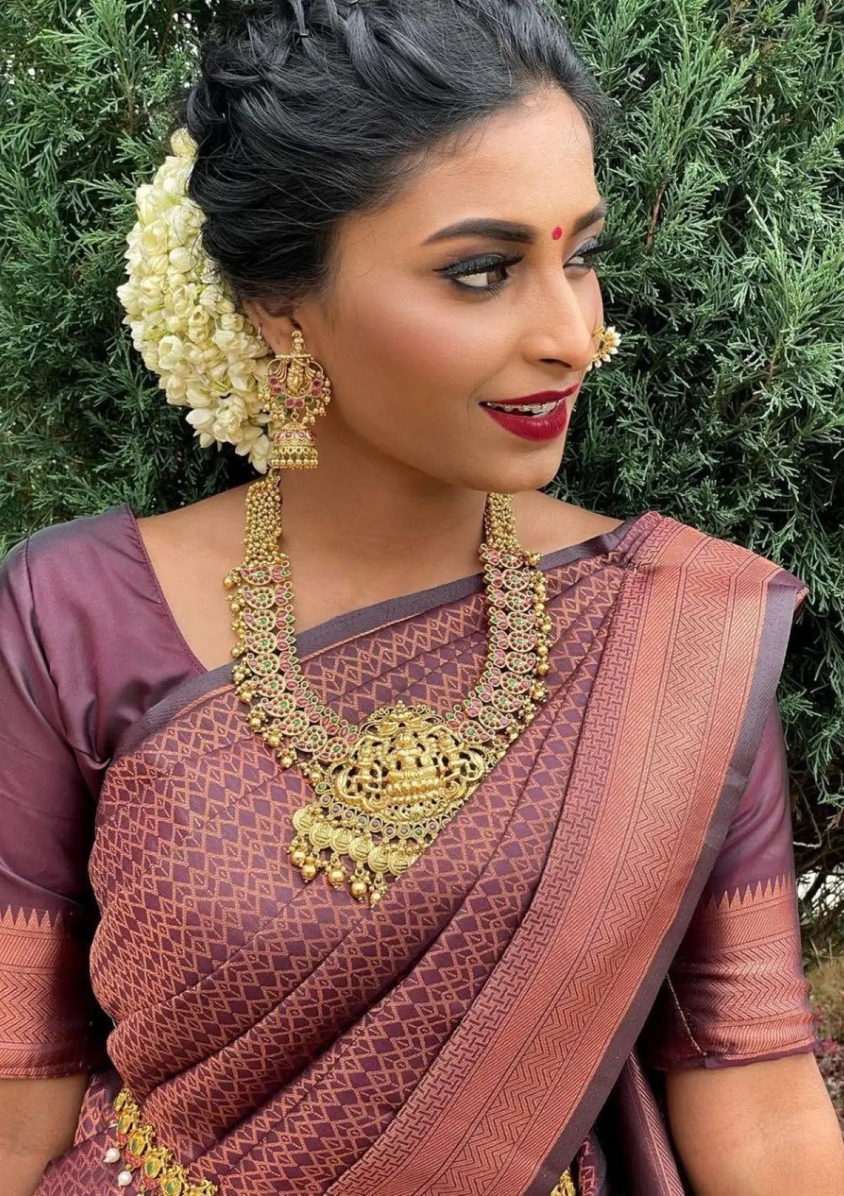 Purple Copper Banarasi Zari Silk Saree