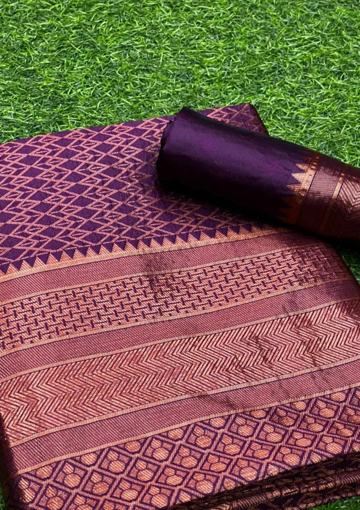 Purple Copper Banarasi Zari Silk Saree