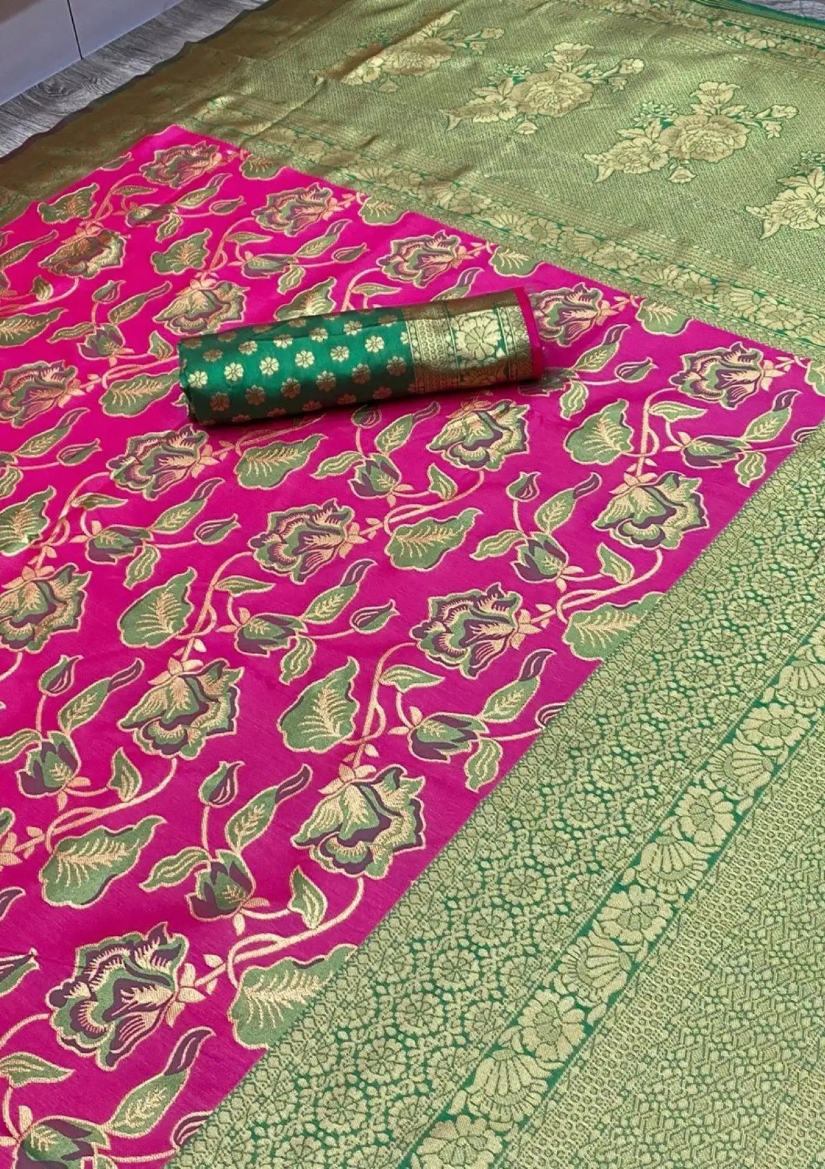 Rani Soft Lichi Silk Wedding Wear Saree