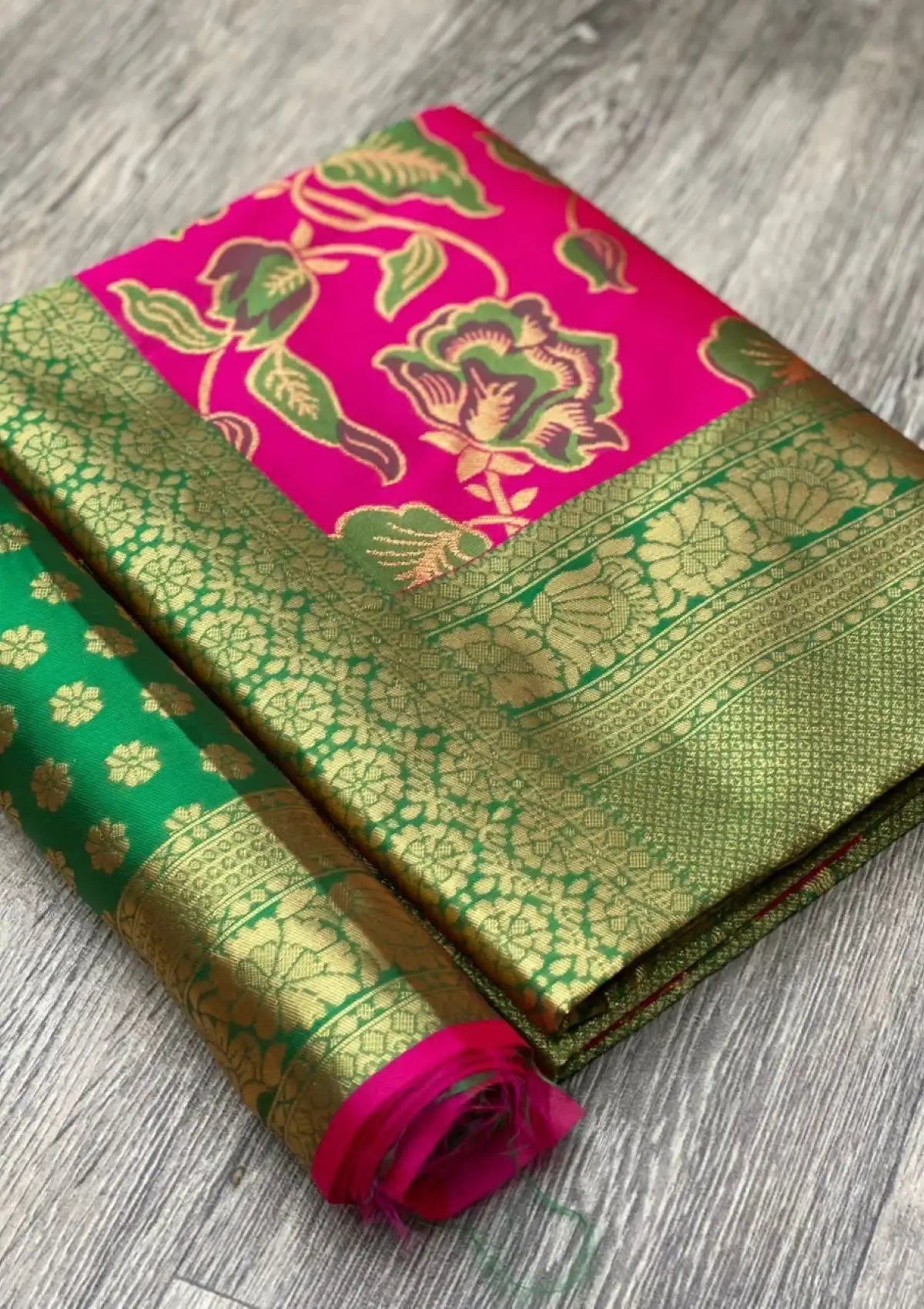 Rani Soft Lichi Silk Wedding Wear Saree