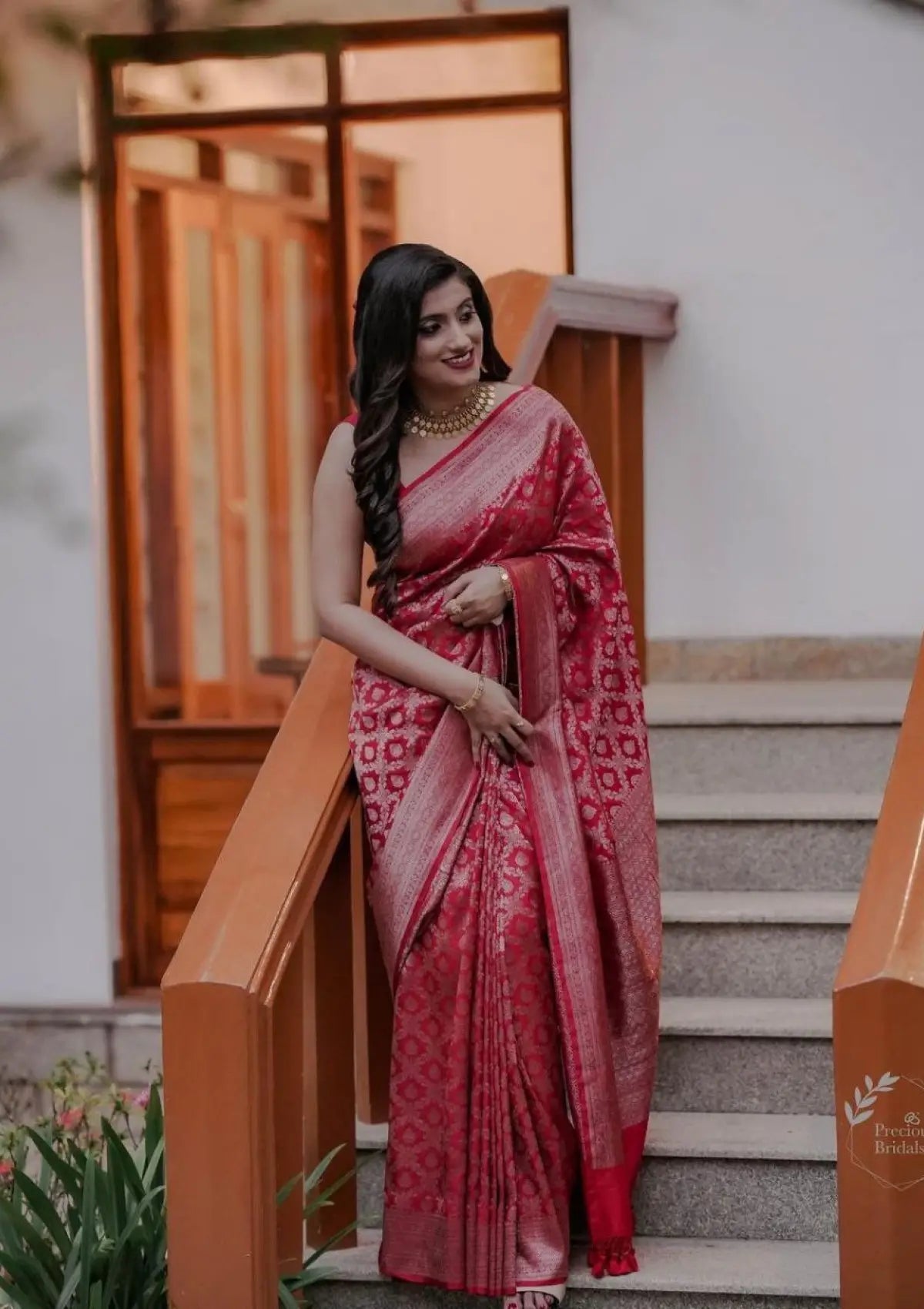 Red Banarasi Silk Gold Zari Woven Saree