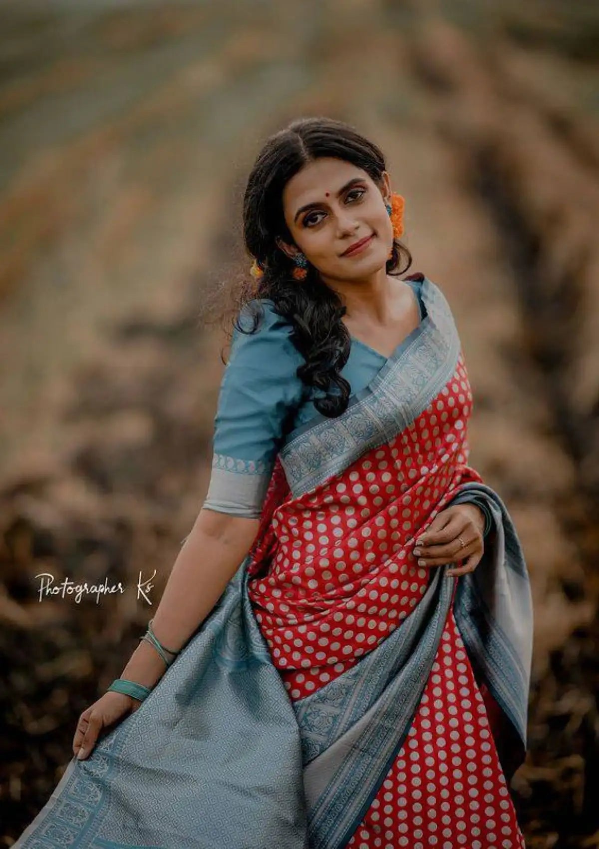 Red Silver Zari Silk Saree