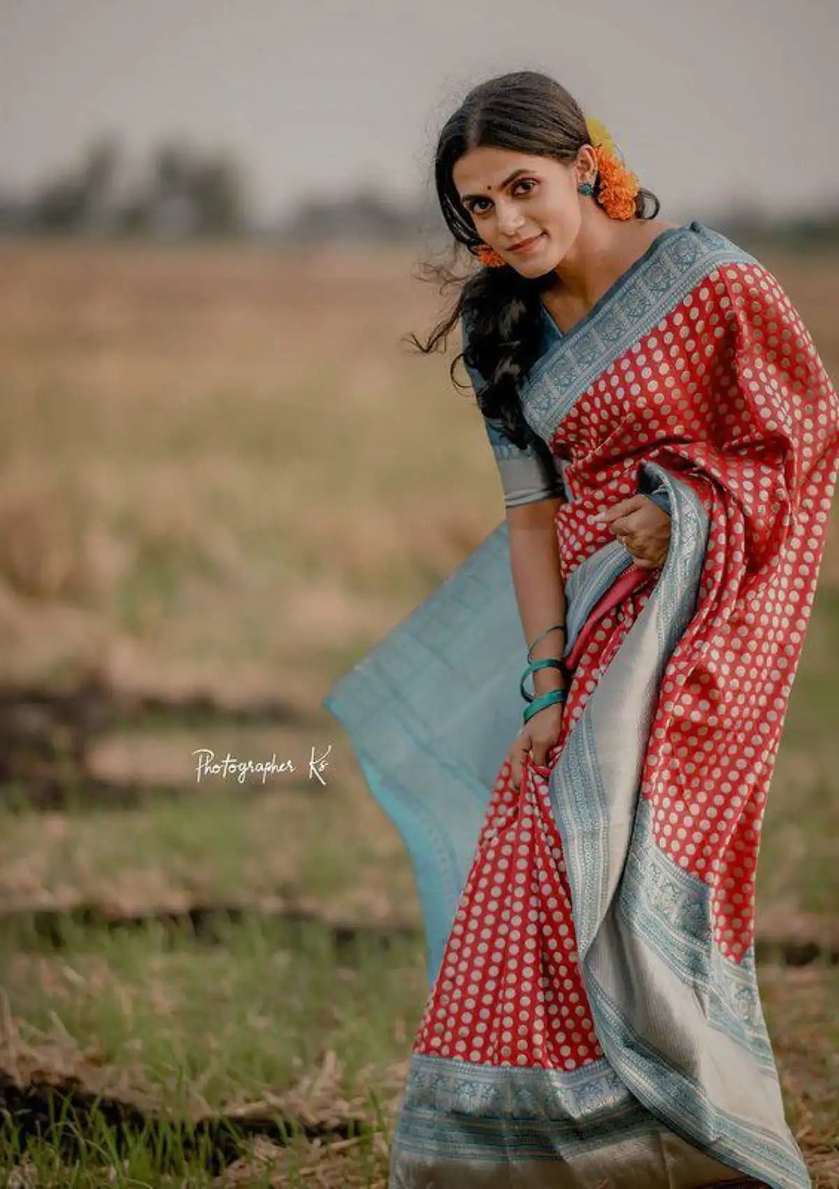 Red Silver Zari Silk Saree