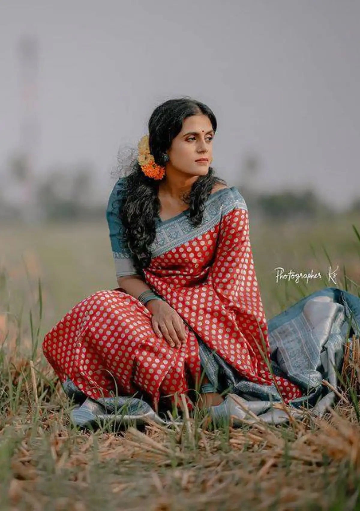 Red Silver Zari Silk Saree