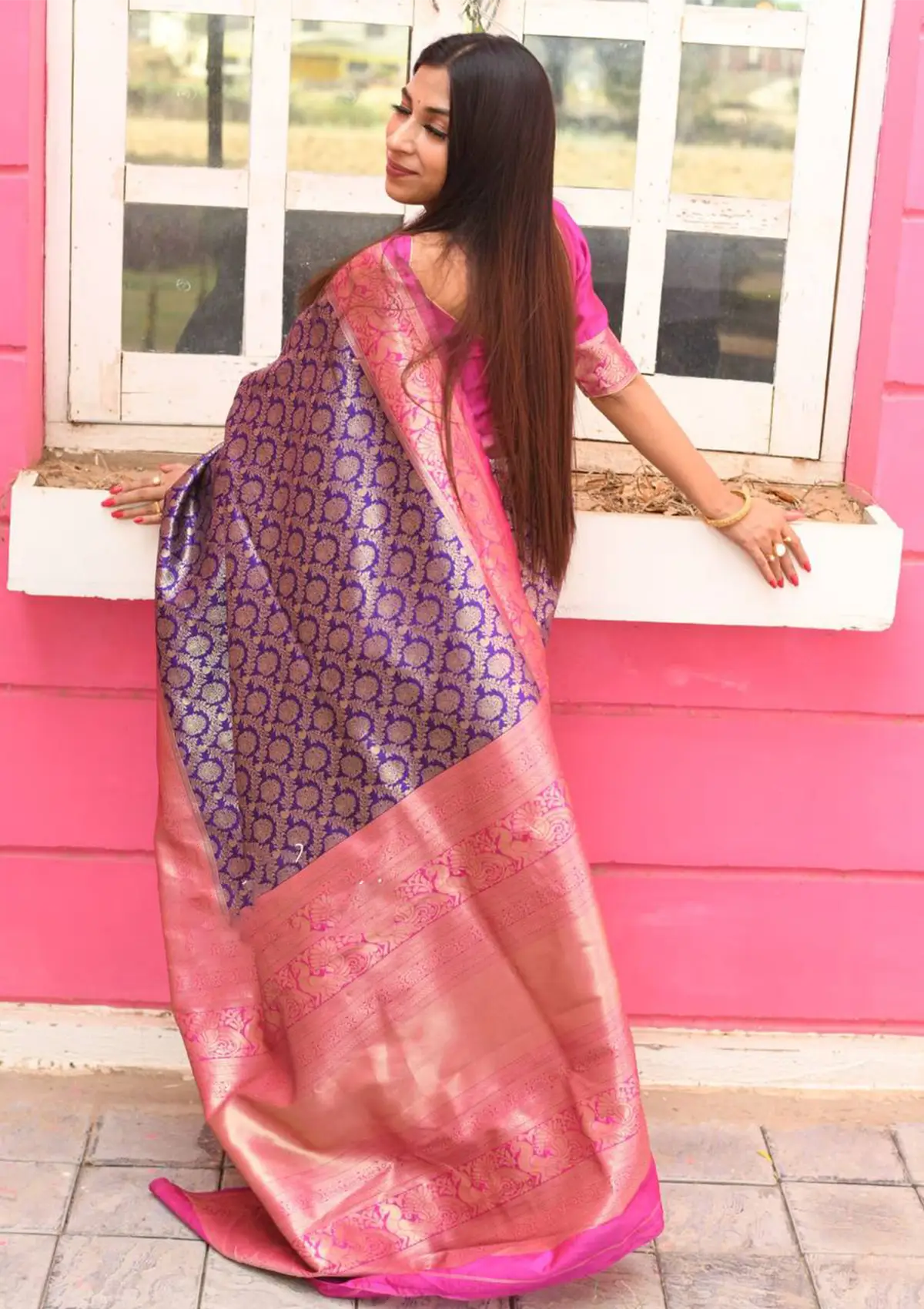 Royal Blue Pure Banarasi Saree