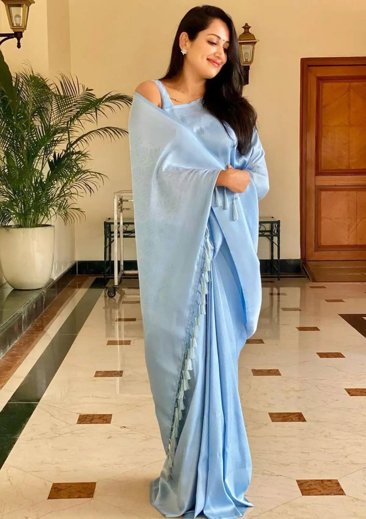 Silver Zari Softy Silk Bridal Saree