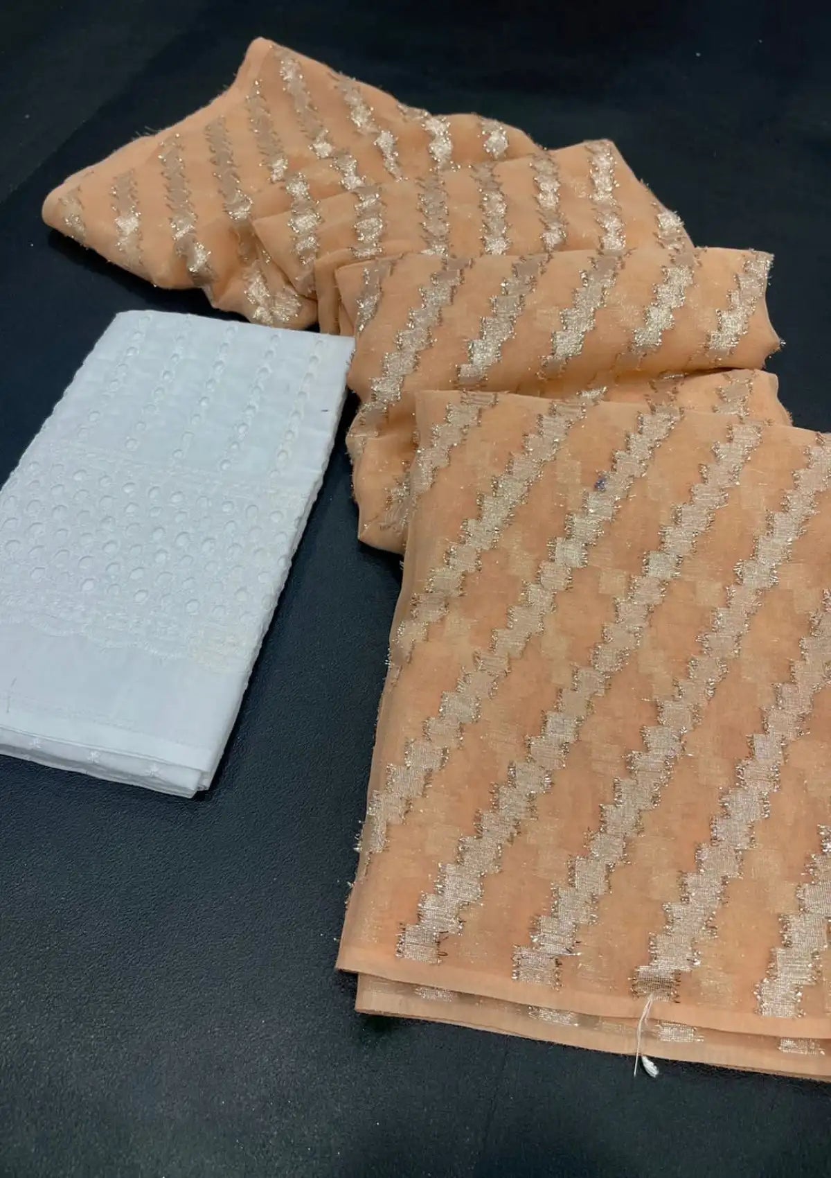 Silver Chiffon Zari Lining Saree
