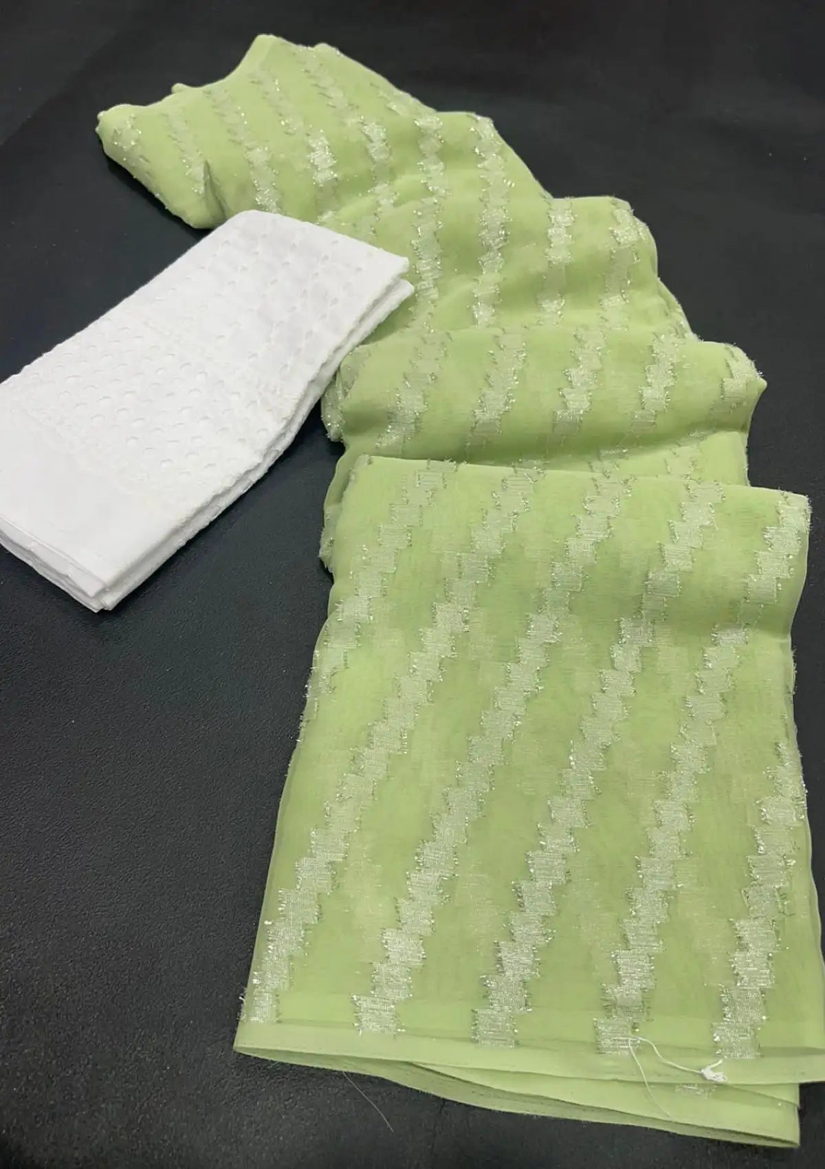 Silver Chiffon Zari Lining Saree