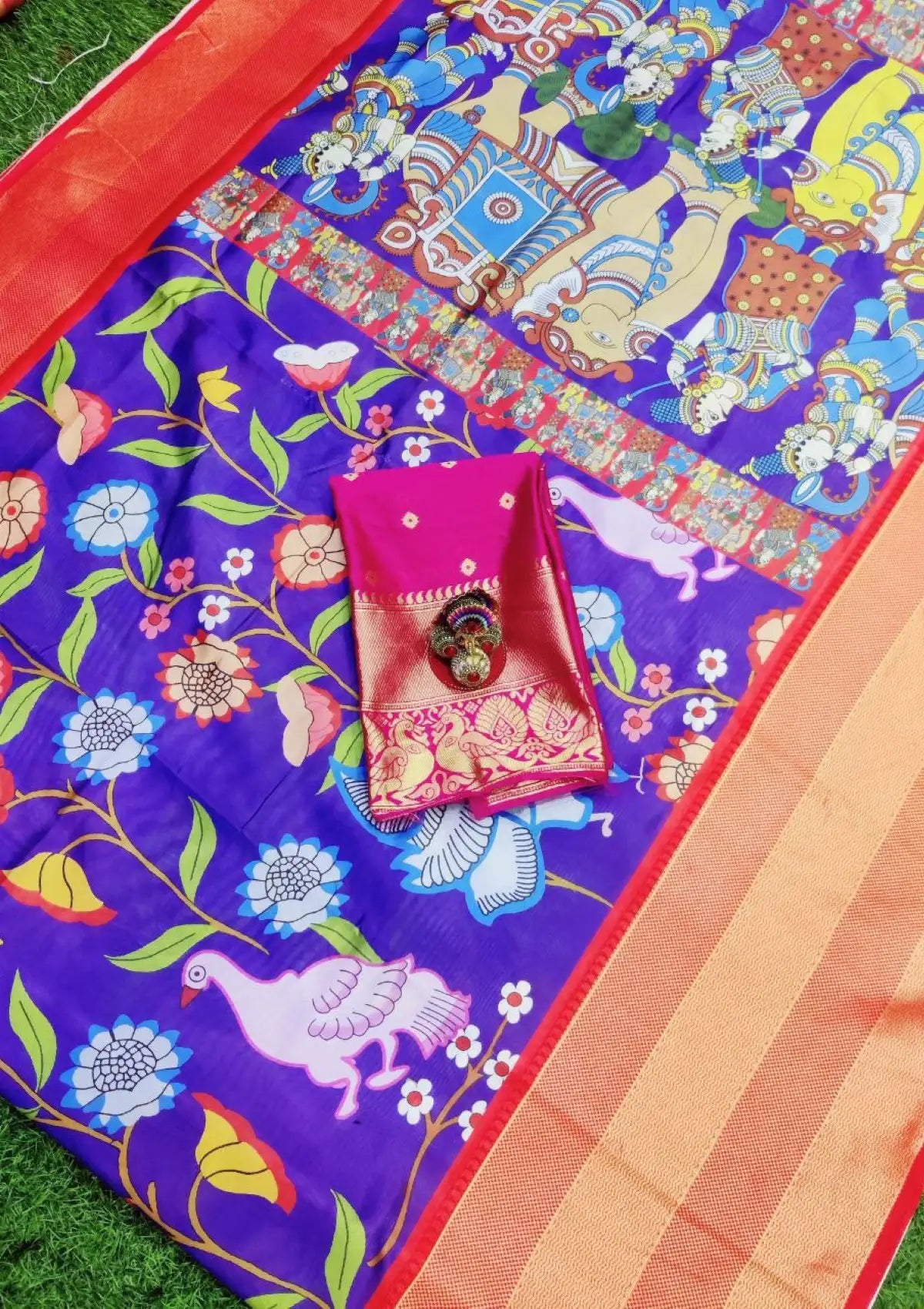 Soft Lichi Silk with Digital Print Saree