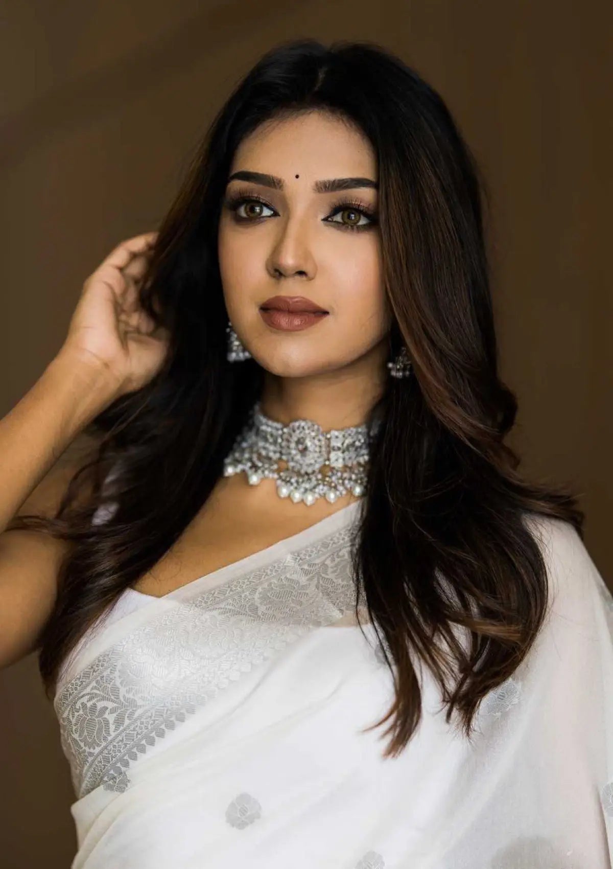White Linen saree with Silver Weaving