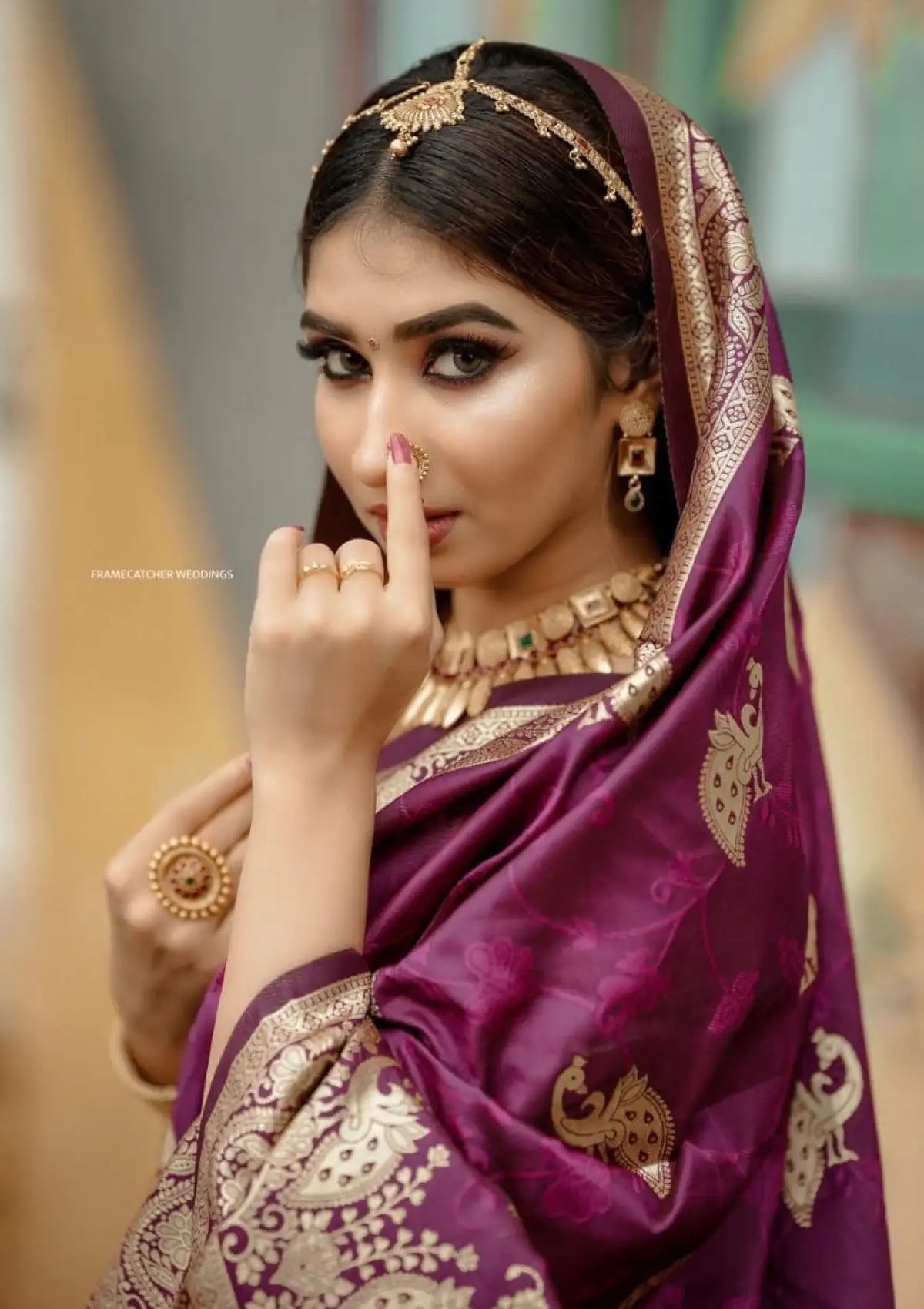 Wine Soft Silk Pure Zari Saree