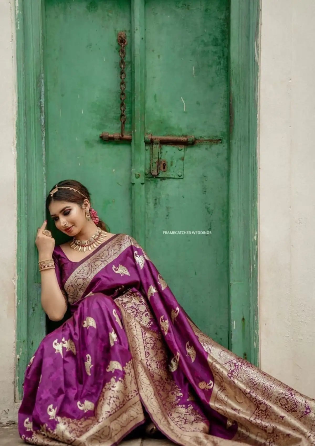 Wine Soft Silk Pure Zari Saree