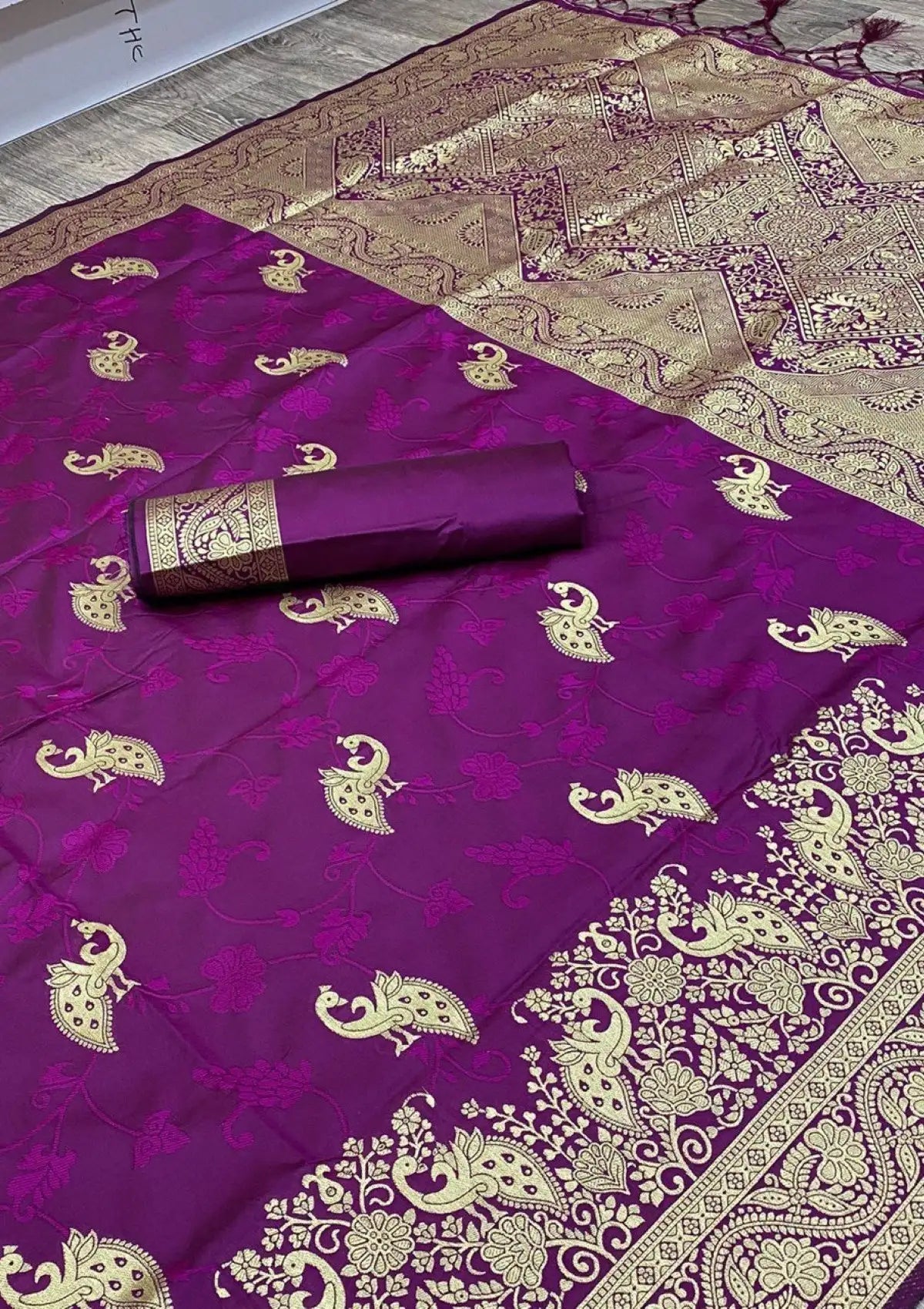 Wine Soft Silk Pure Zari Saree