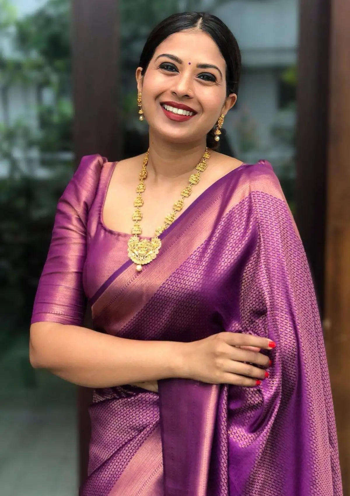 Wine Banarasi Zari Silk Saree