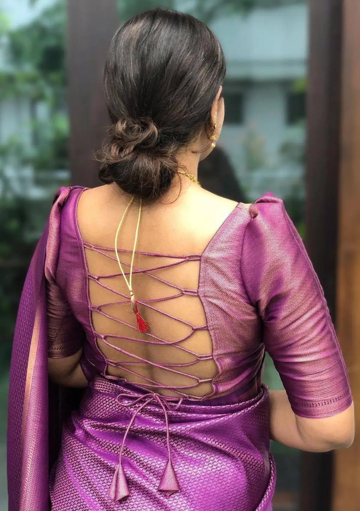 Wine Banarasi Zari Silk Saree