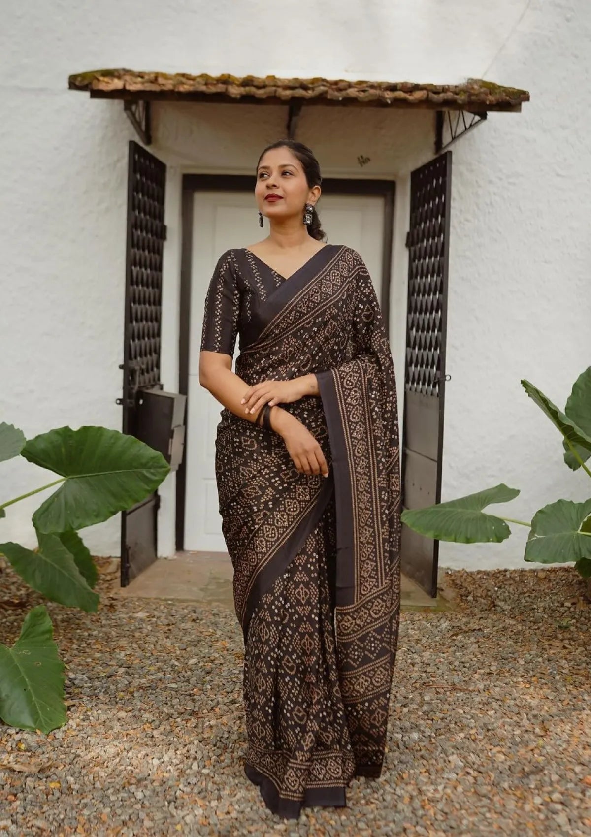 Black Turkey Silk Mill Print Saree