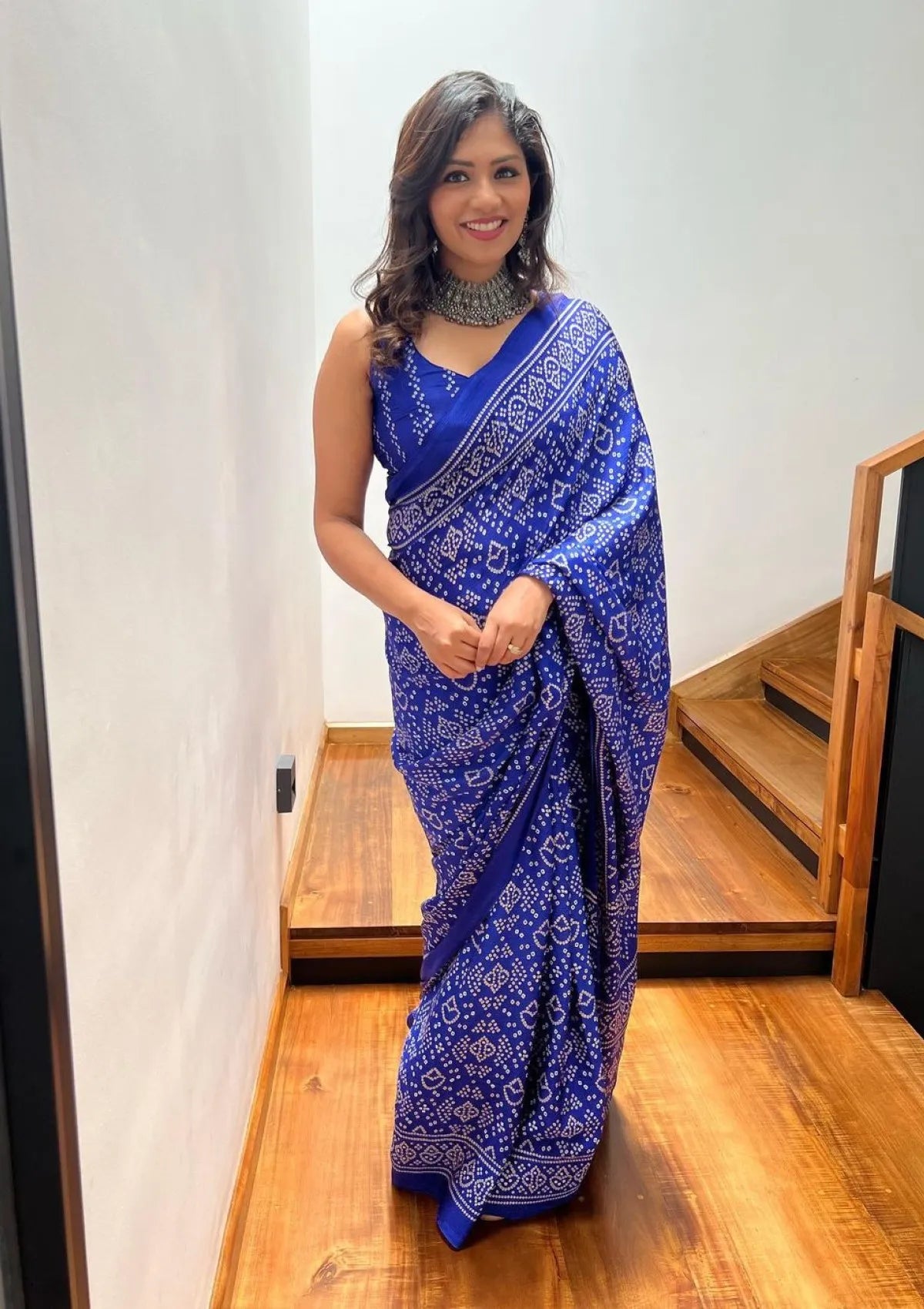 Blue Tadki Silk Mill Print Saree