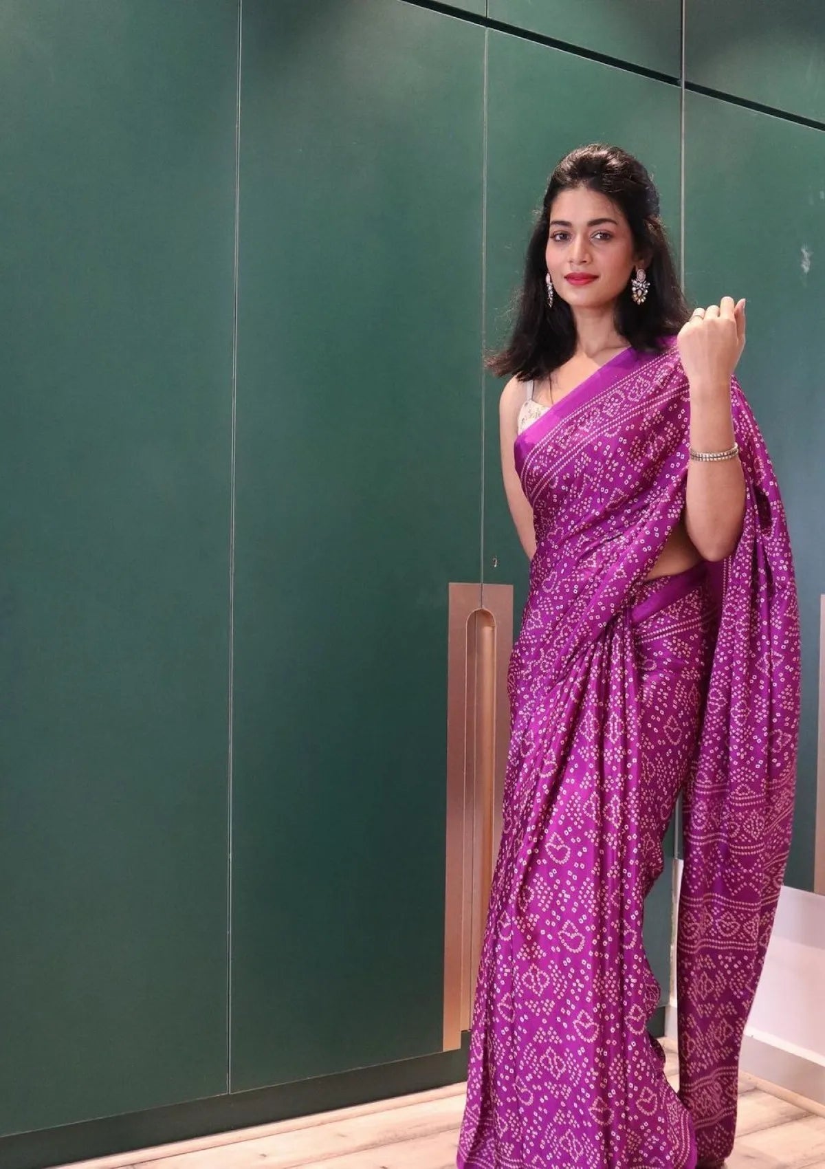 purple Tadki Silk Mill Print Saree