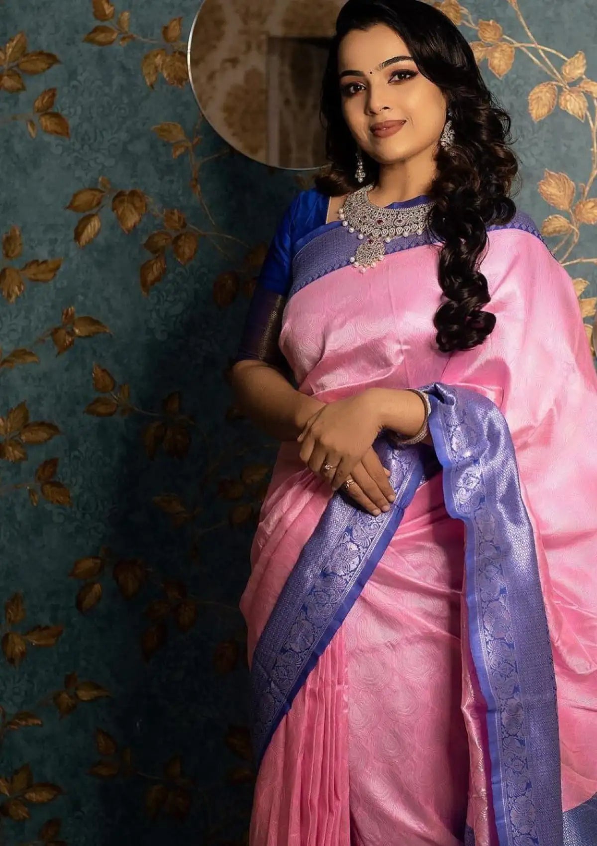 Baby Pink with Silver Zari Saree