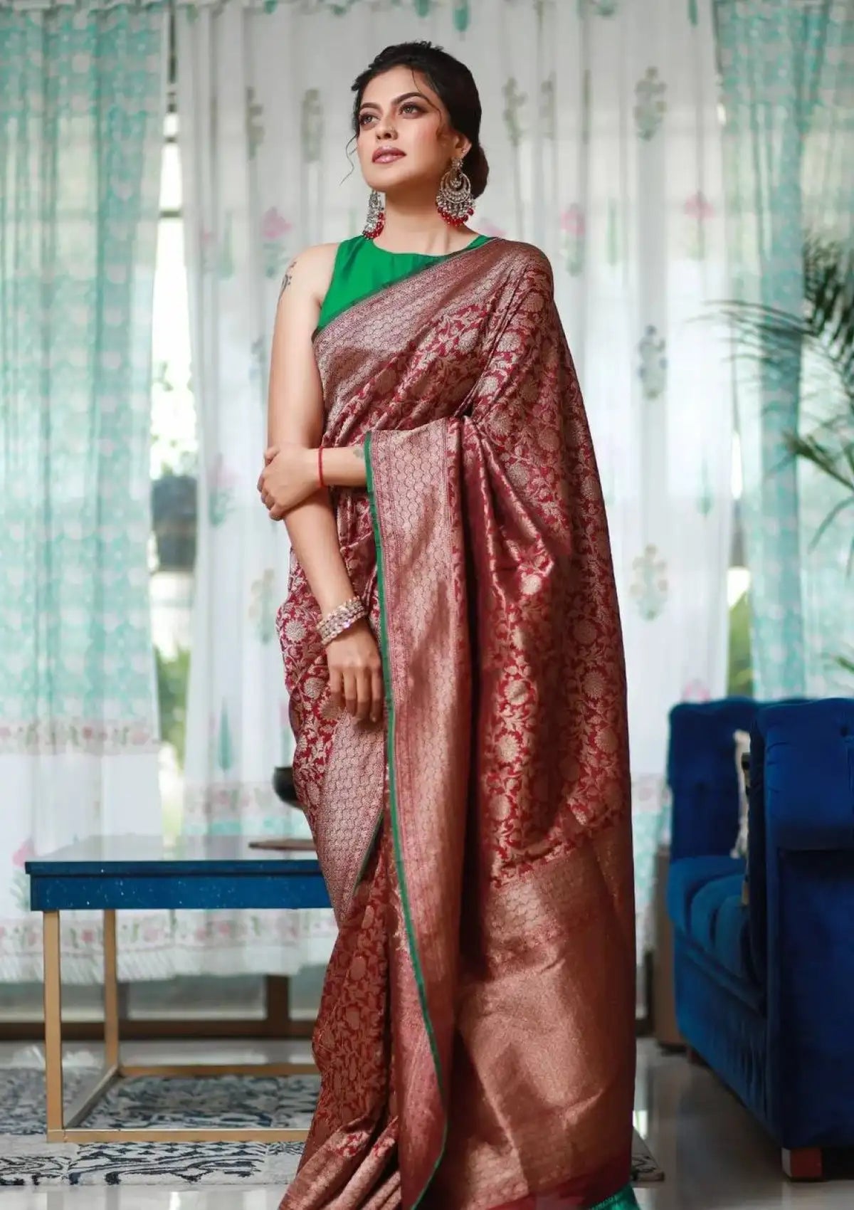 Banarasi Softy Copper Zari Weaving Saree