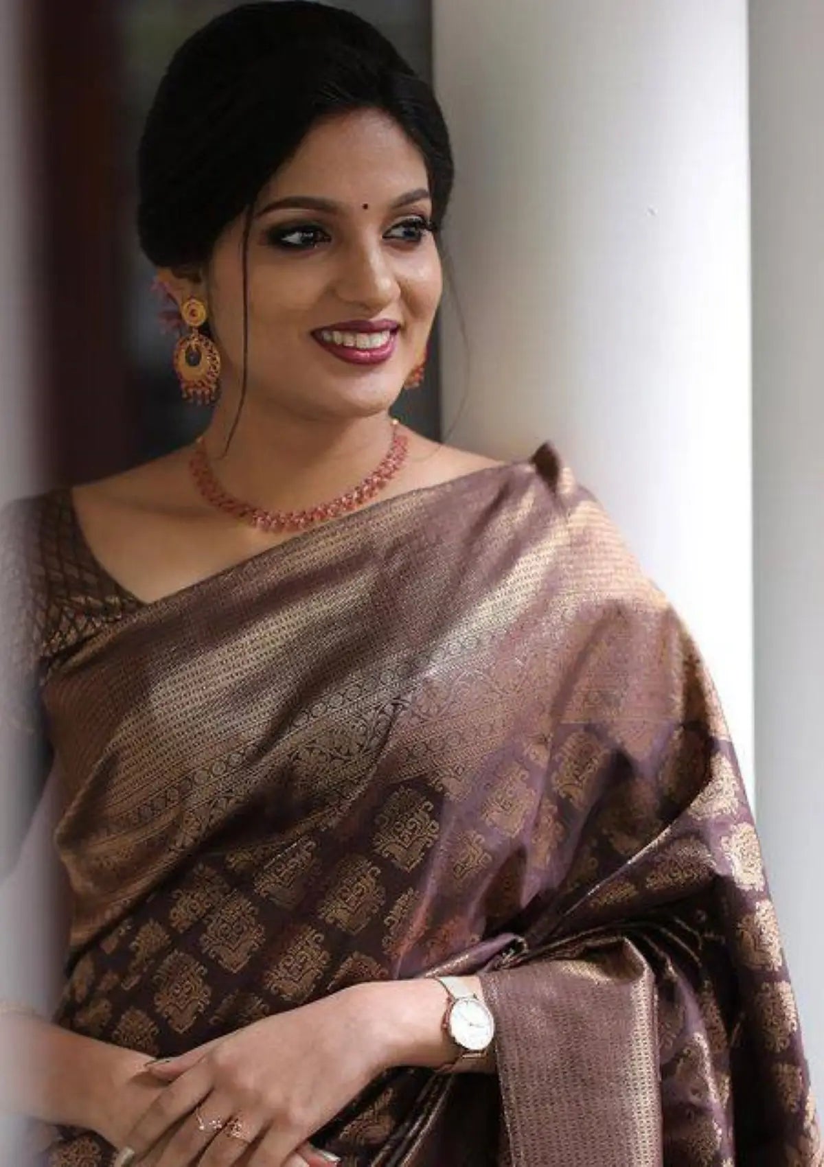 Brown with Banarasi Zari Saree