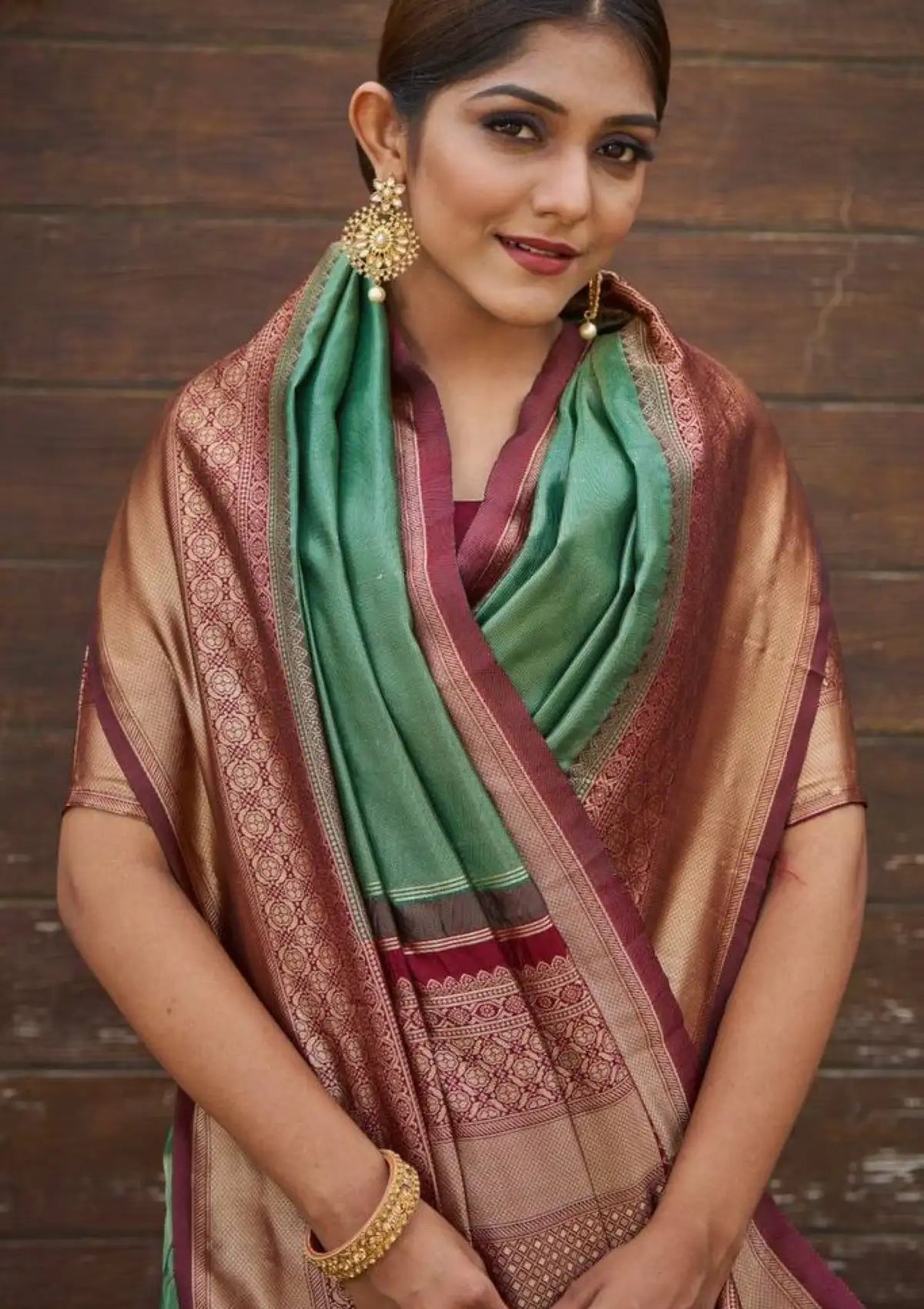 Dark Green Color Banarasi Silk Saree
