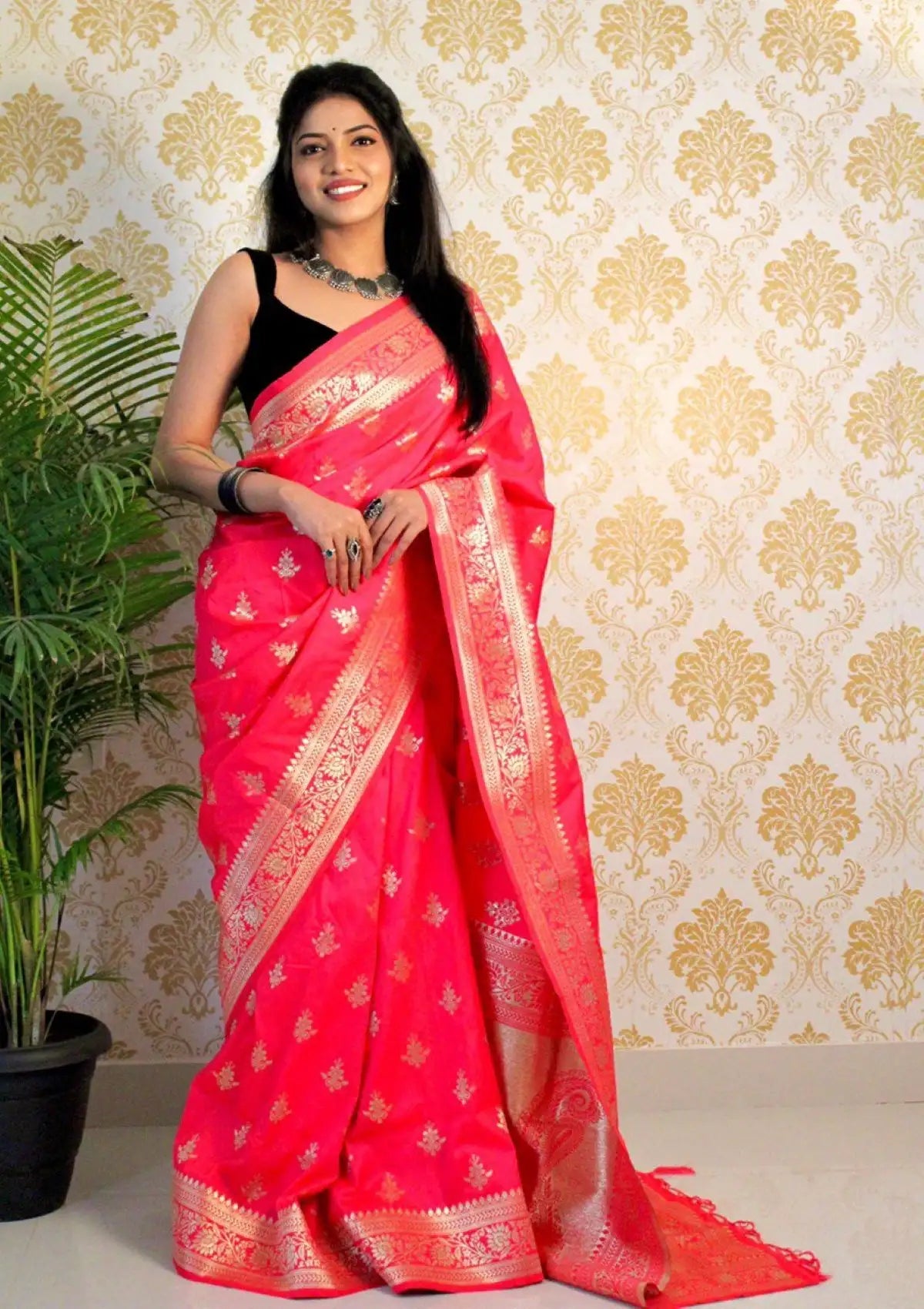 Gajri Silk Pure Zari Paithani Saree