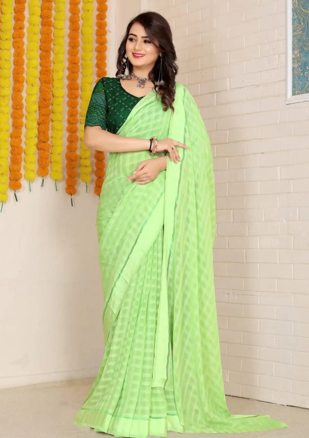 Georgette Regular Chex Saree