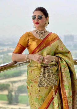 Golden Paithani Pure Silk Saree